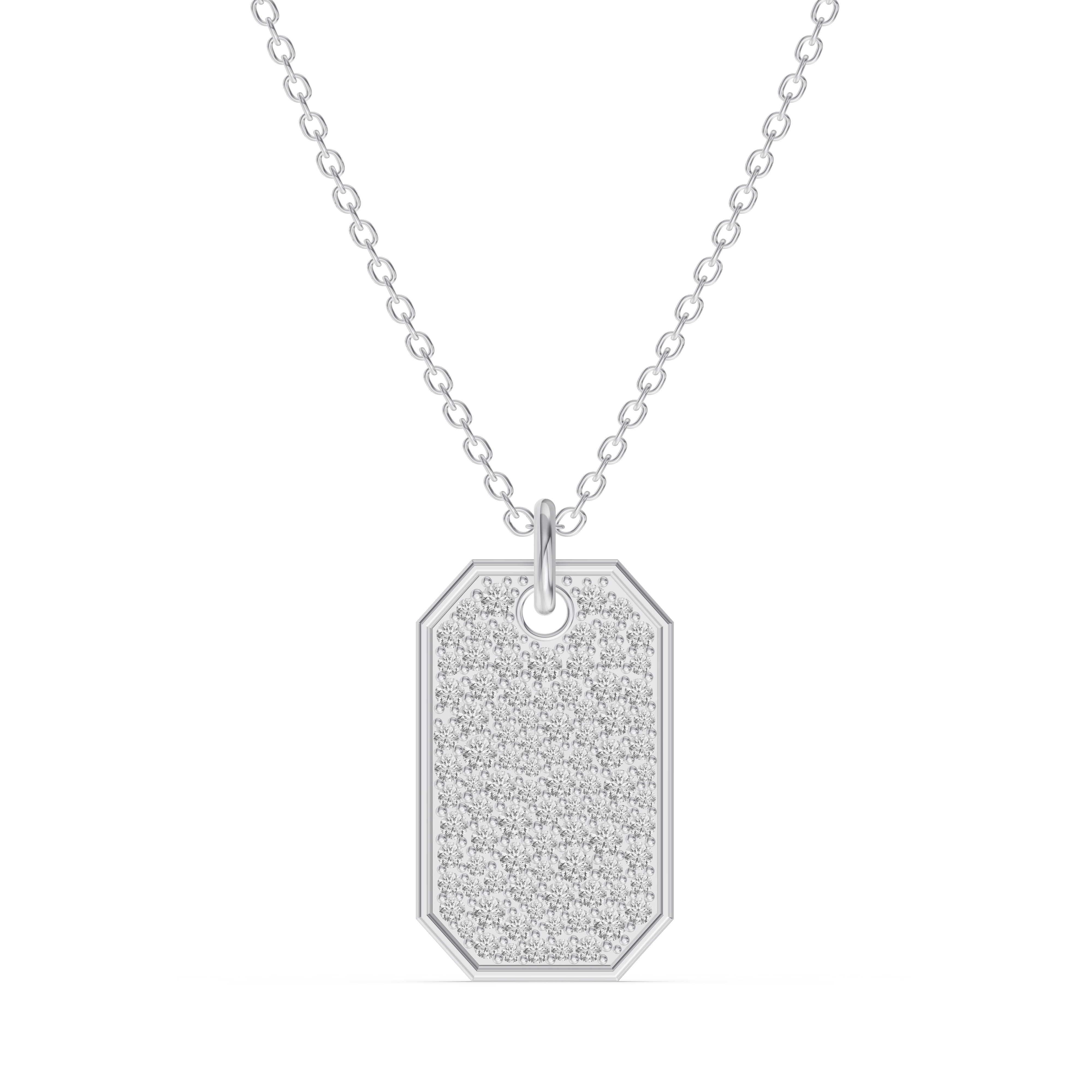 Signature Pave Diamond Dog Tag Necklace
