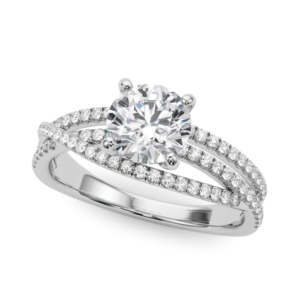 Eloisa 3 Row Pave Diamond Engagement Ring
