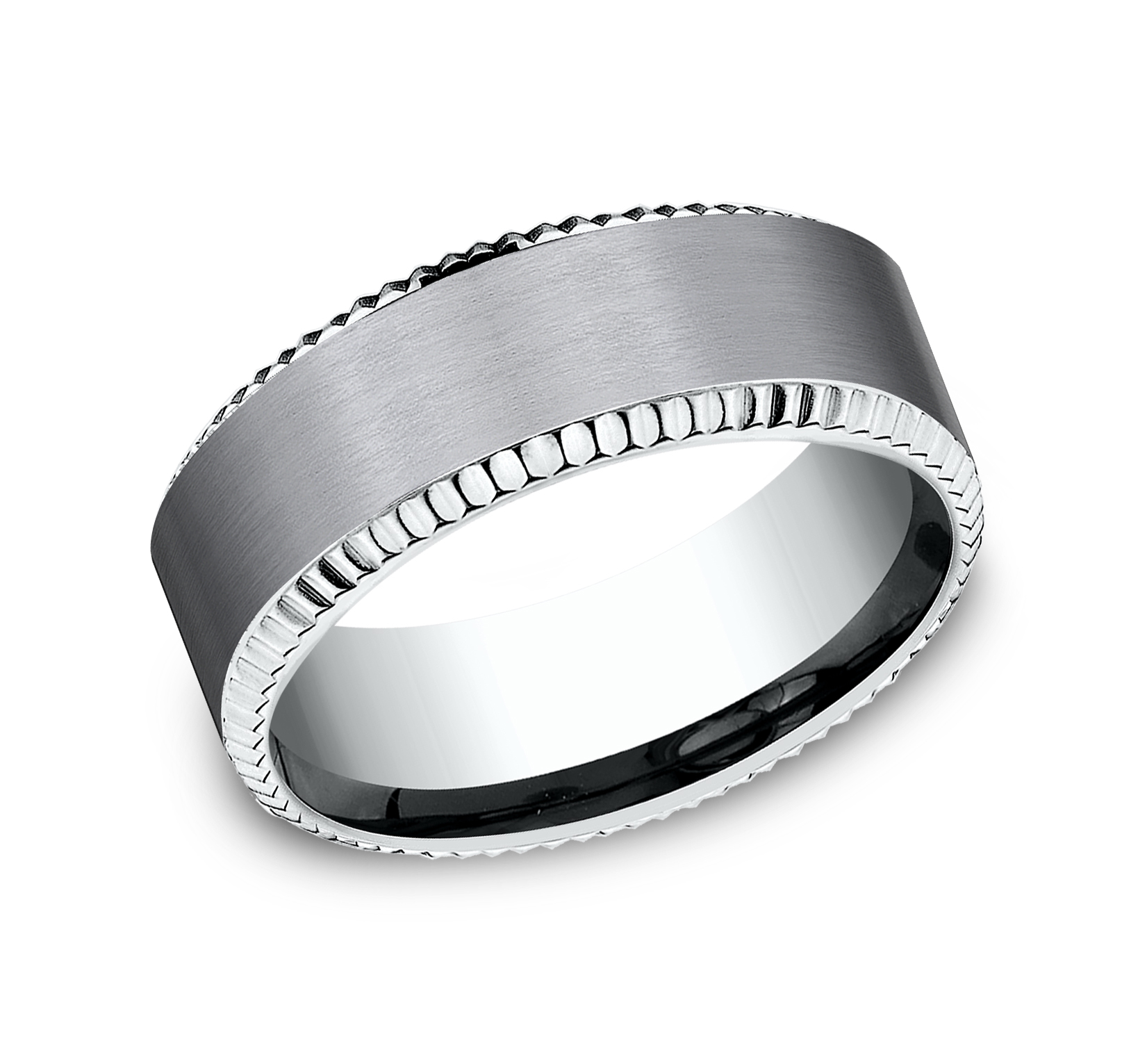 Bastion Fluted Bevel Grey Tantalum Comfort-Fit Band (8mm)