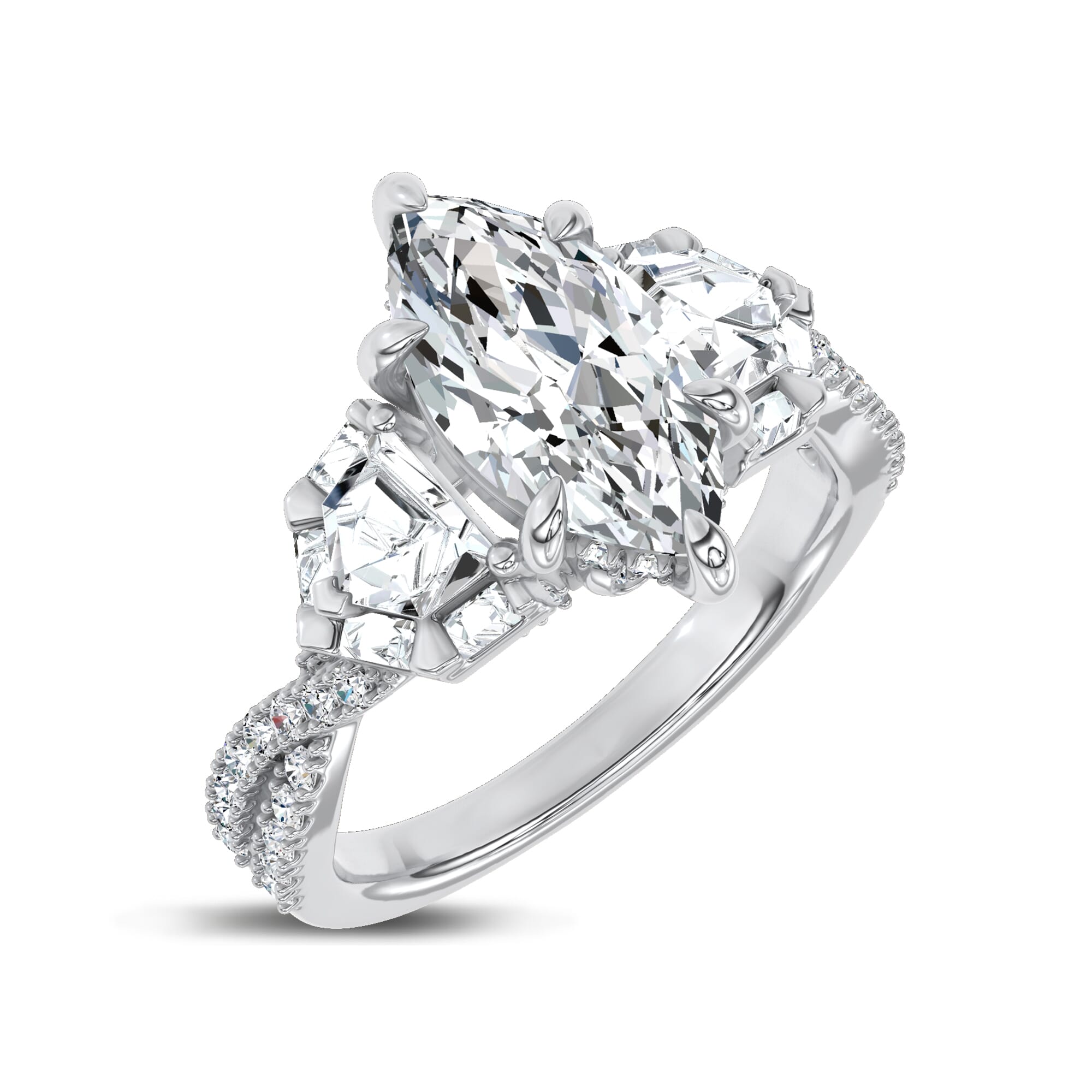 Bellatrix Epaulette Pave Twist Lab Engagement Ring