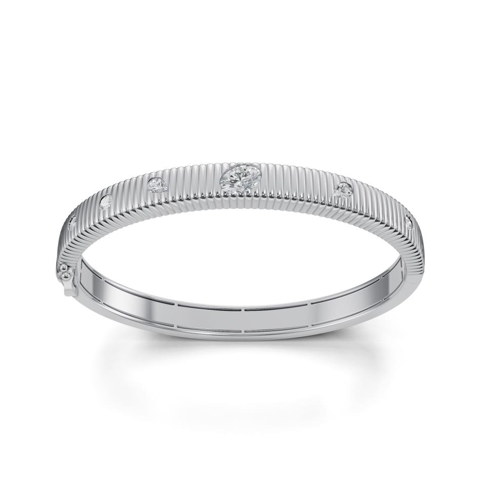 Fluted Diamond Bangle Bracelet