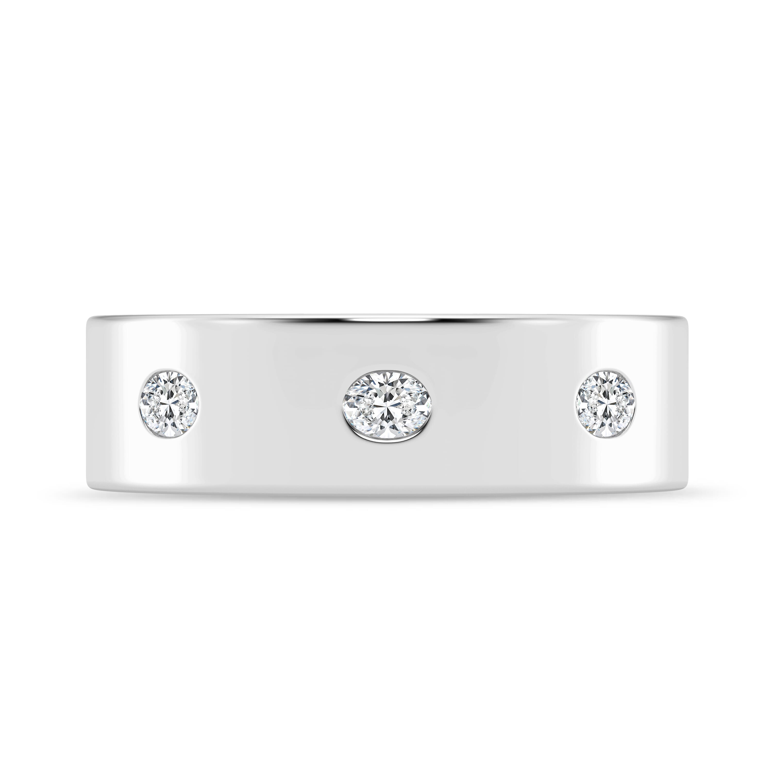 Flush Set Oval Diamond Band (7mm)