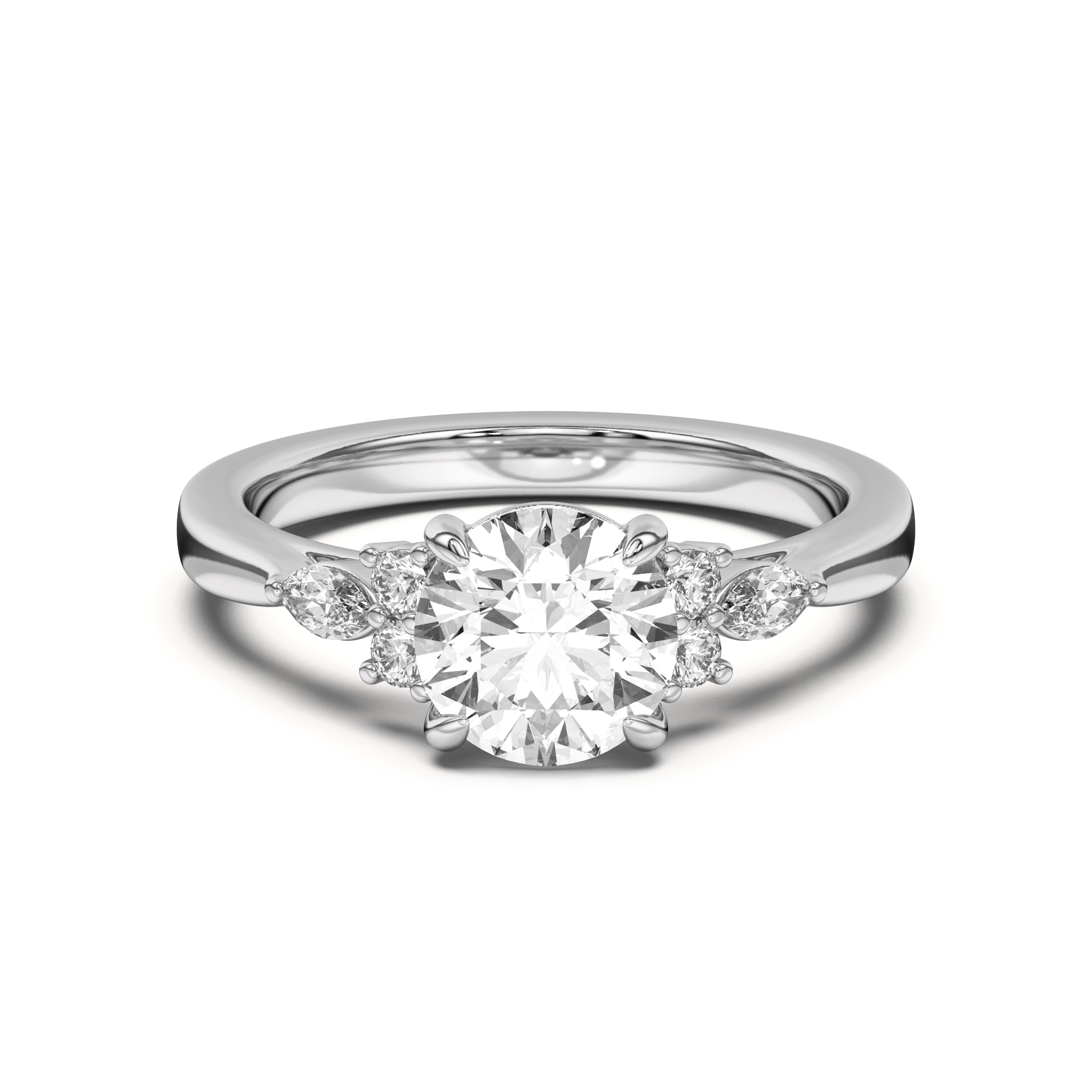 Blanche Round and Marquise Cluster Engagement Ring