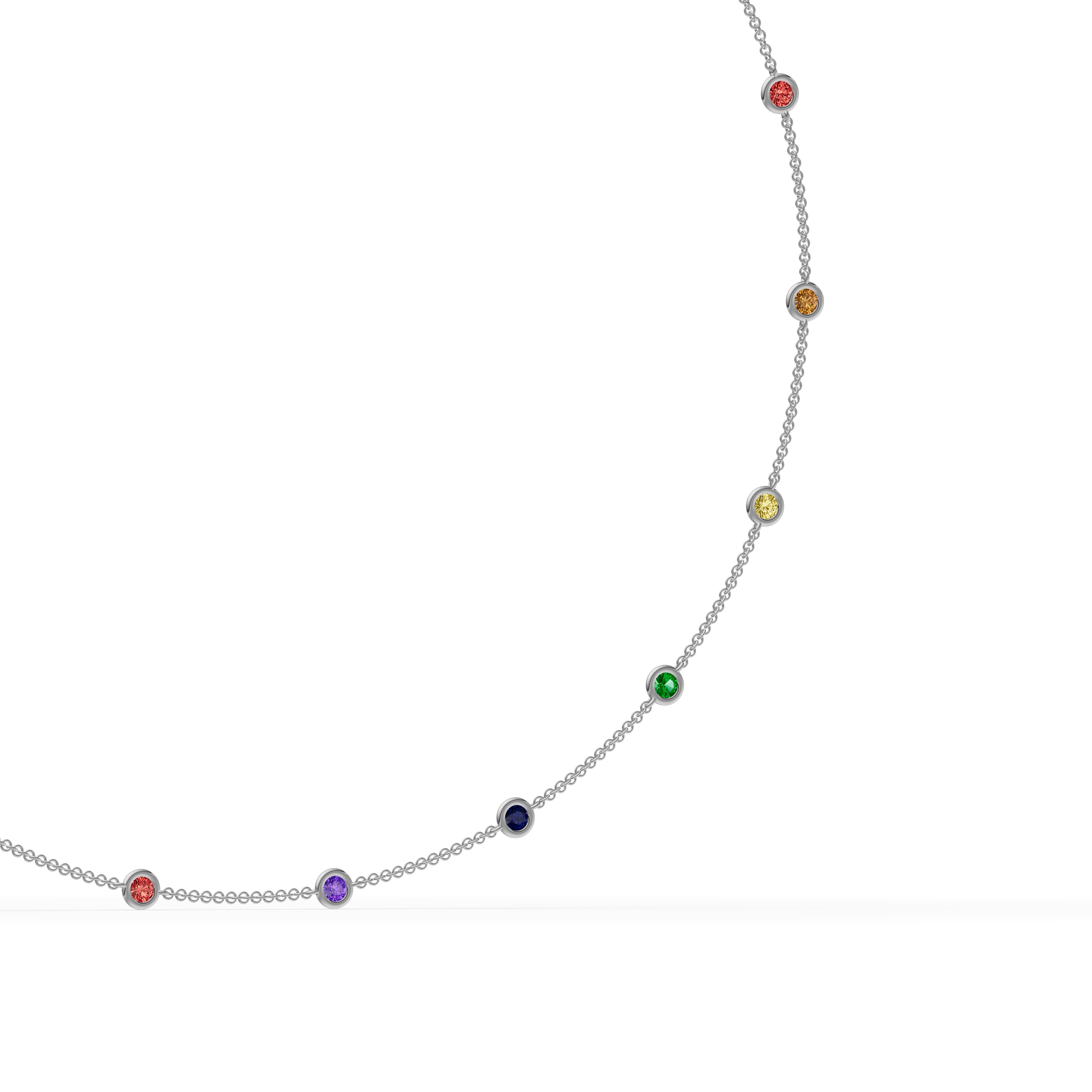 Rainbow Sapphire Bezel Station Necklace