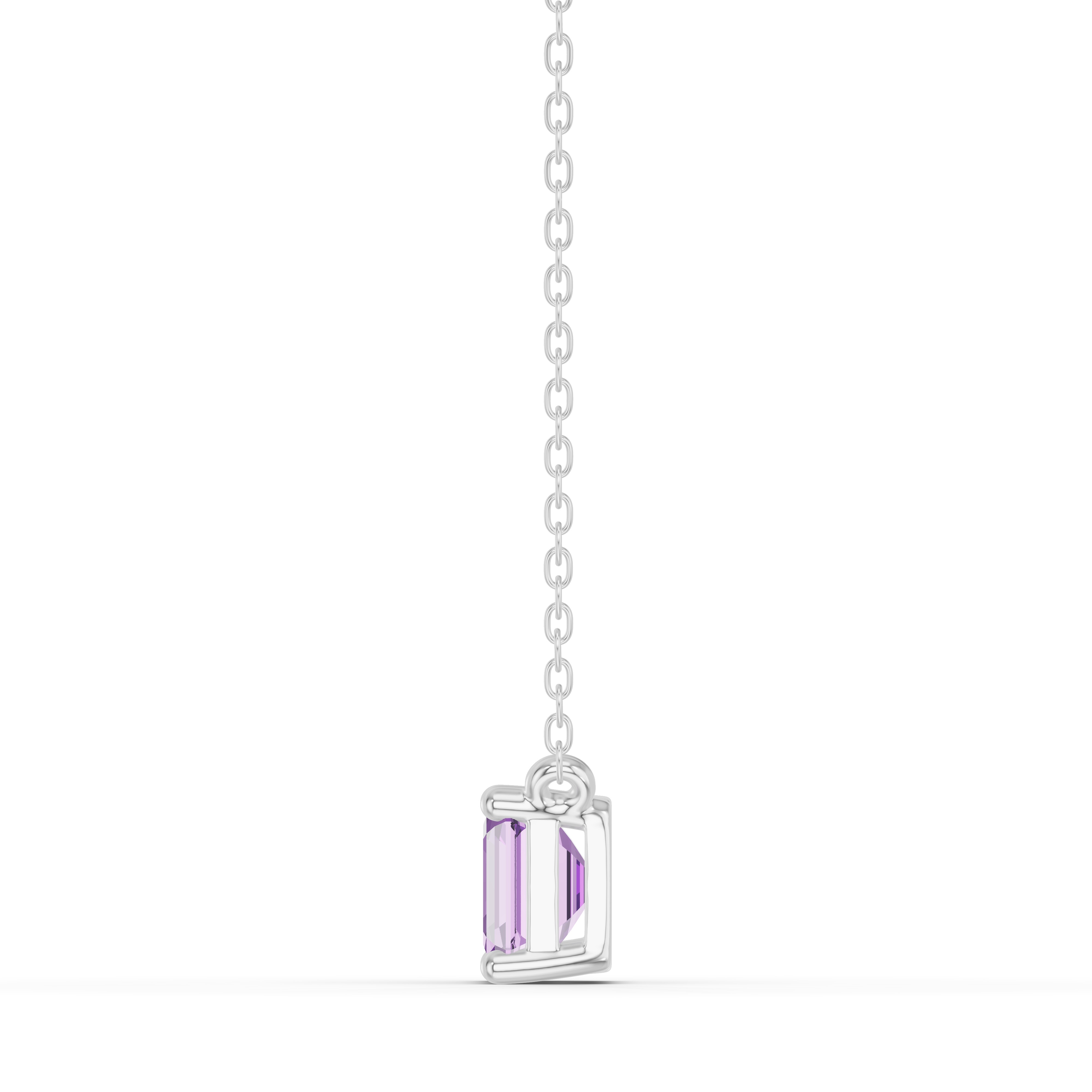 Emerald-Cut Amethyst East-West Solitaire Necklace