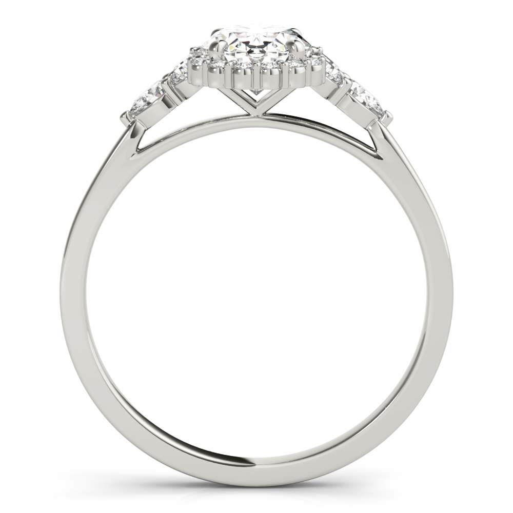 Isabell Halo Engagement Ring With Pear Shape Side Diamonds