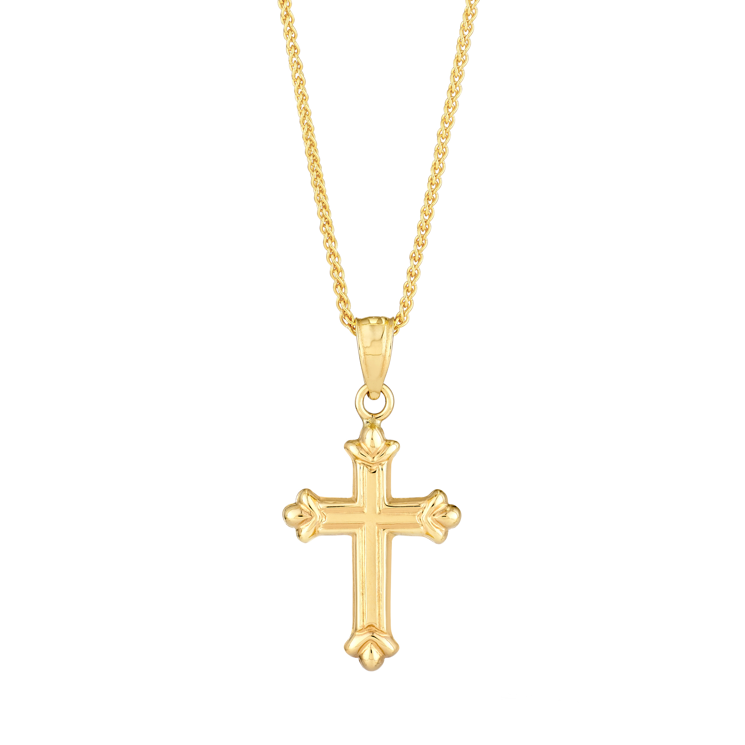 Fleur-de-Lis Cross Gold Necklace