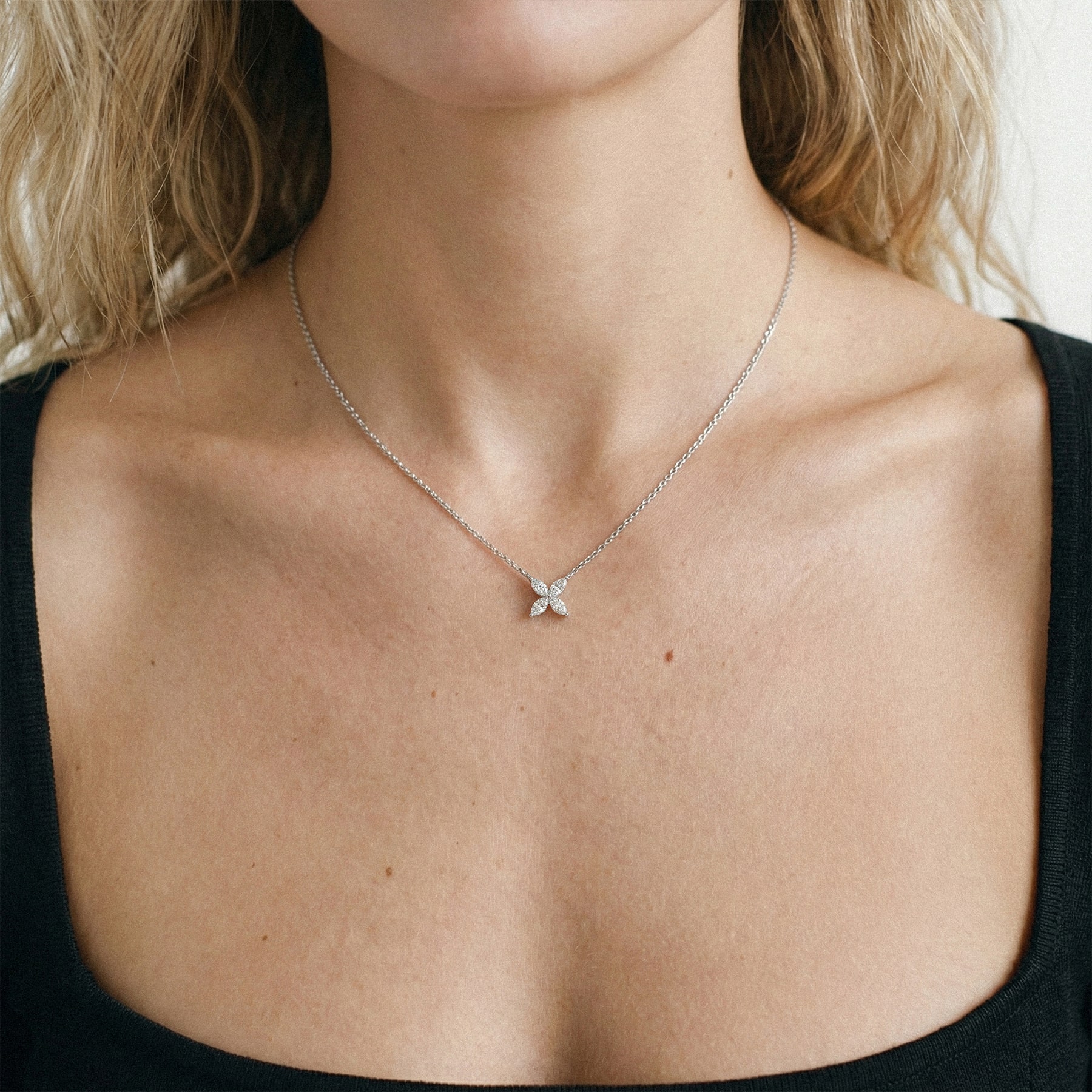 Lab Marquise Diamond Quad Necklace
