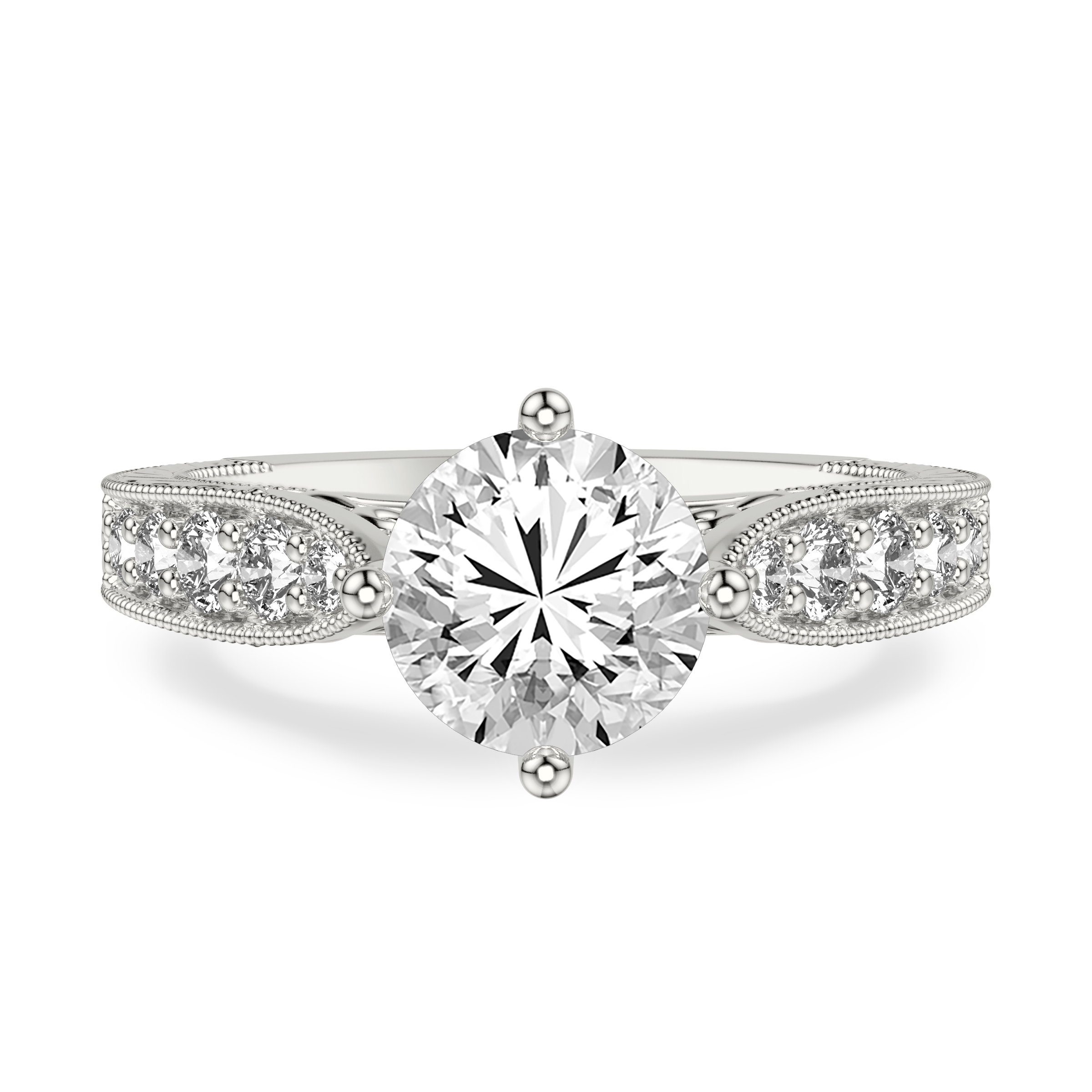 Kensie Grand Engraved Pave Engagement Ring
