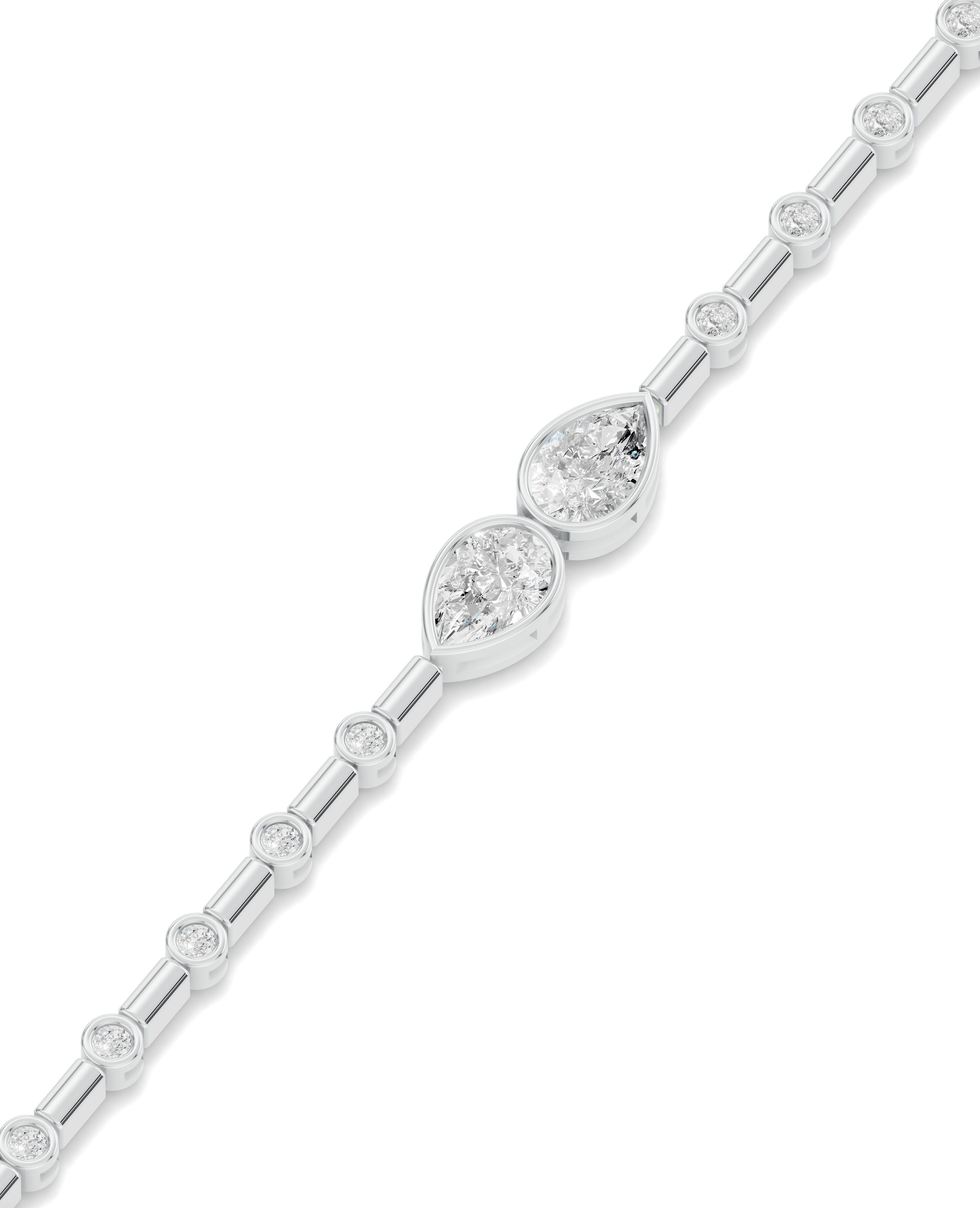 Dual Pear Diamond Station Bracelet