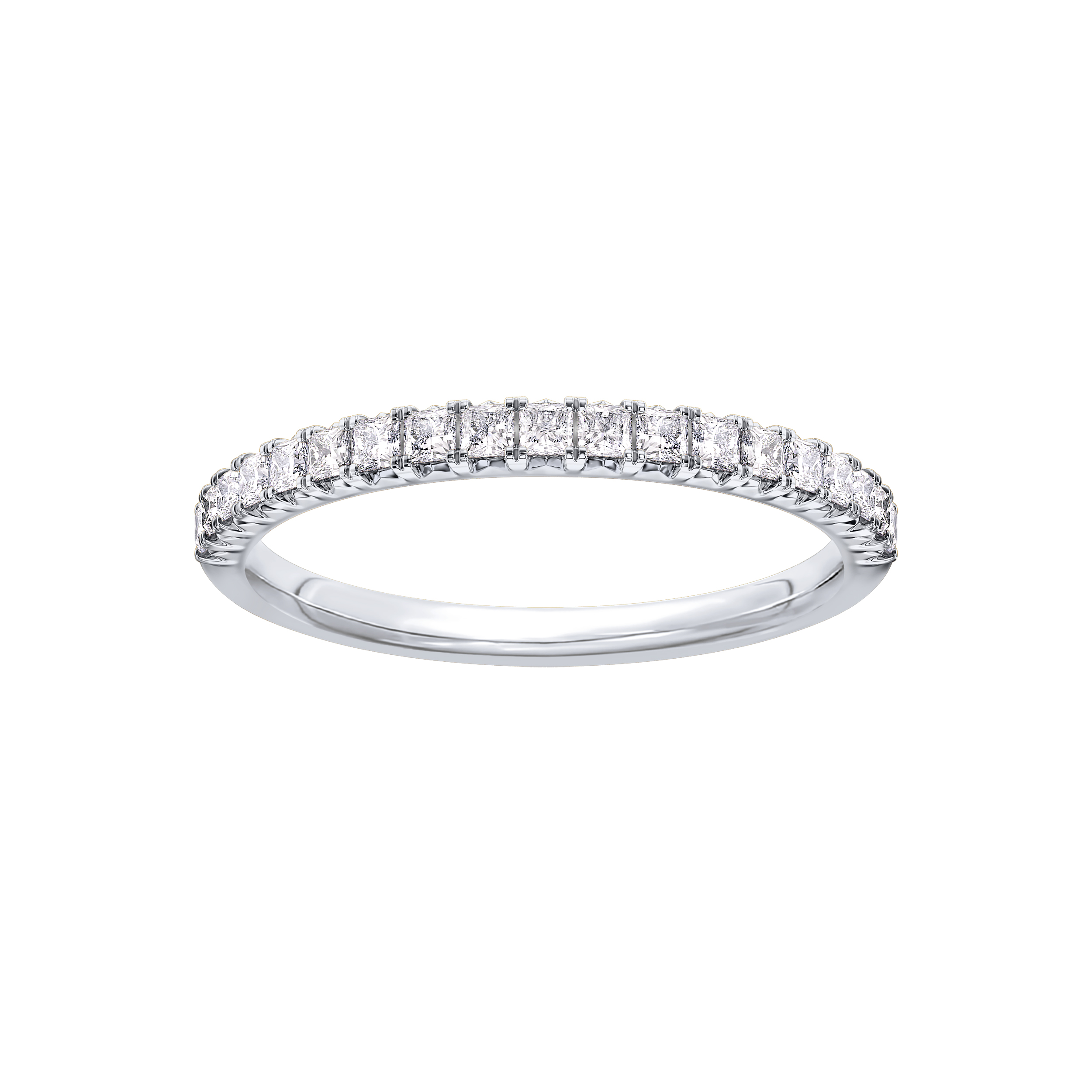 Princess-Cut French Pave Diamond Band