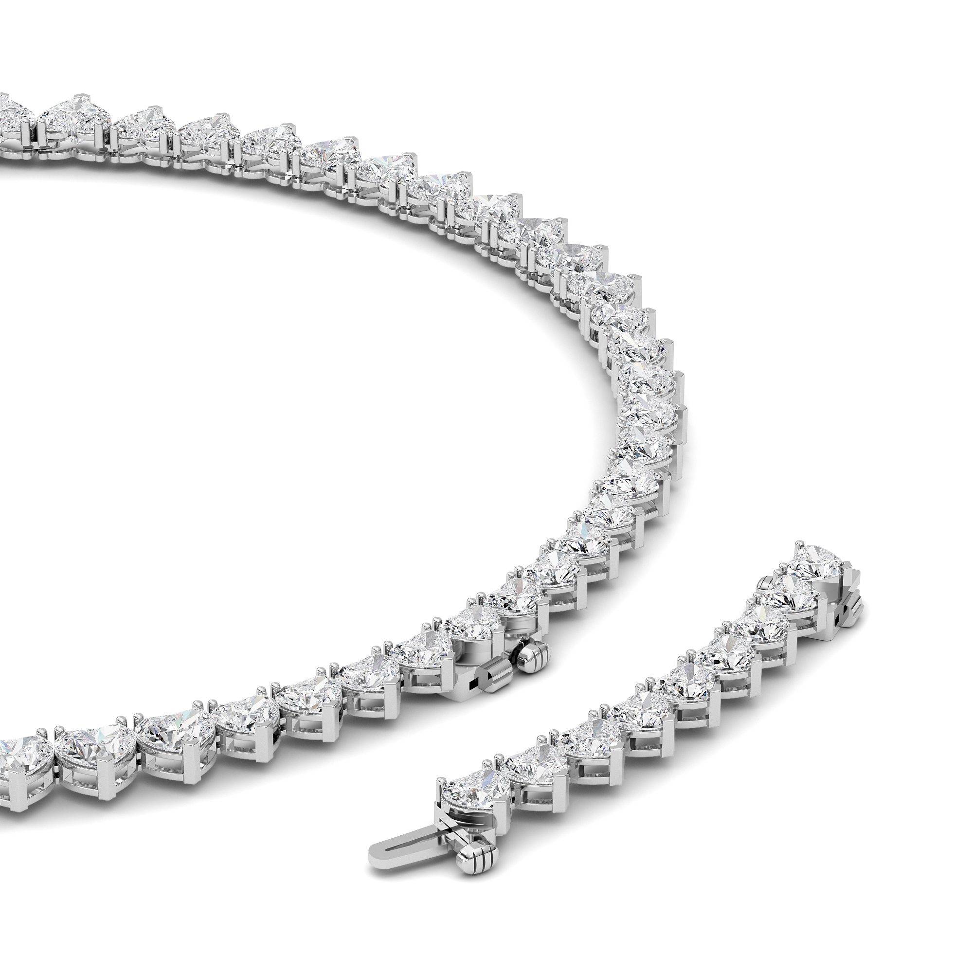 Adjustable Heart Shape Lab Diamond Eternity Statement Necklace (65.00 ct. tw.)