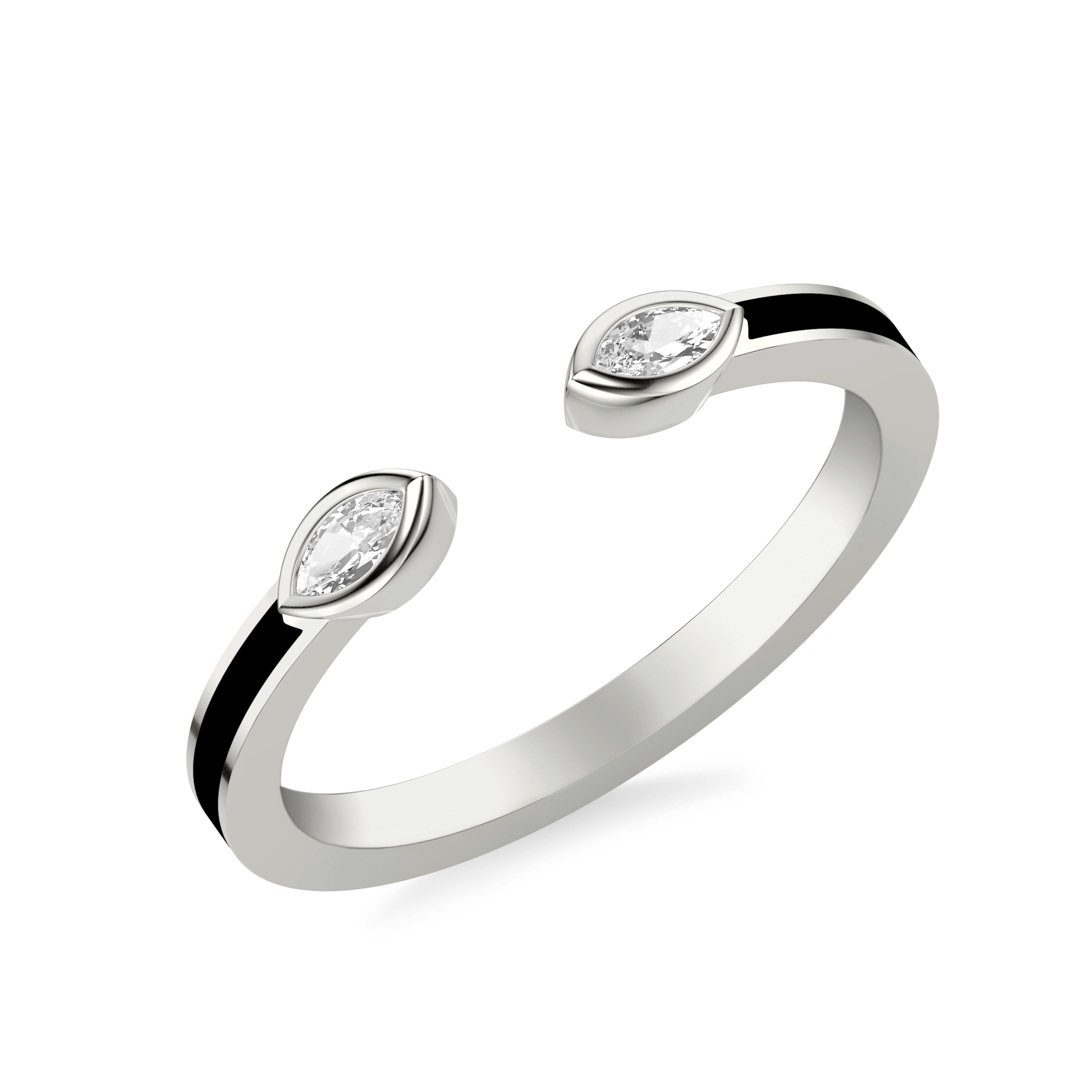Open-End Marquise Diamond and Ceramic Band