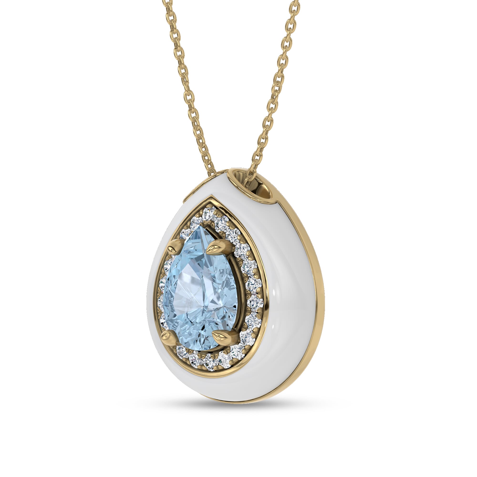Aquamarine Ceramic Halo Necklace By Christian Siriano