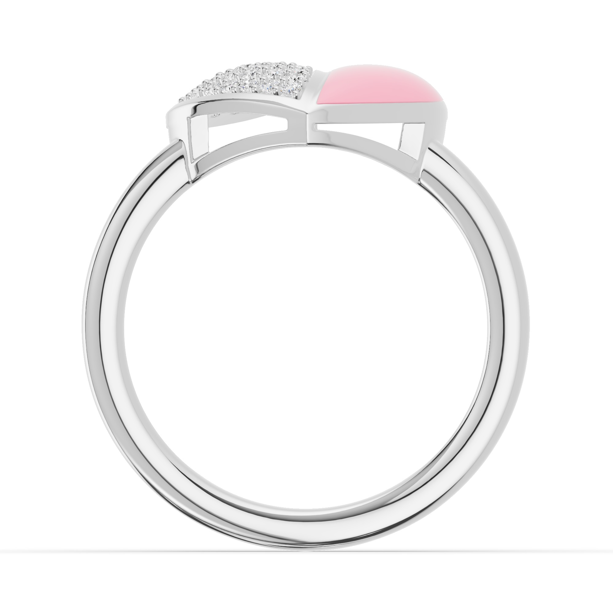 Amara Ceramic Pave Heart Silver Ring