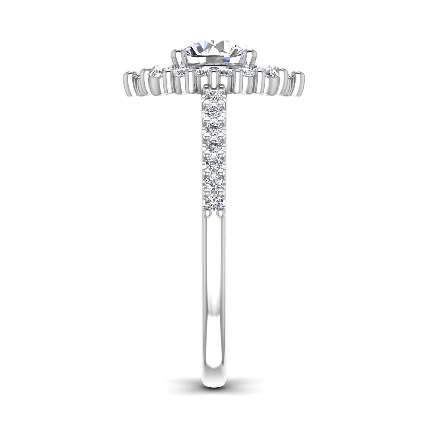 Violet Cathedral Pave Diamond Halo Engagement Ring