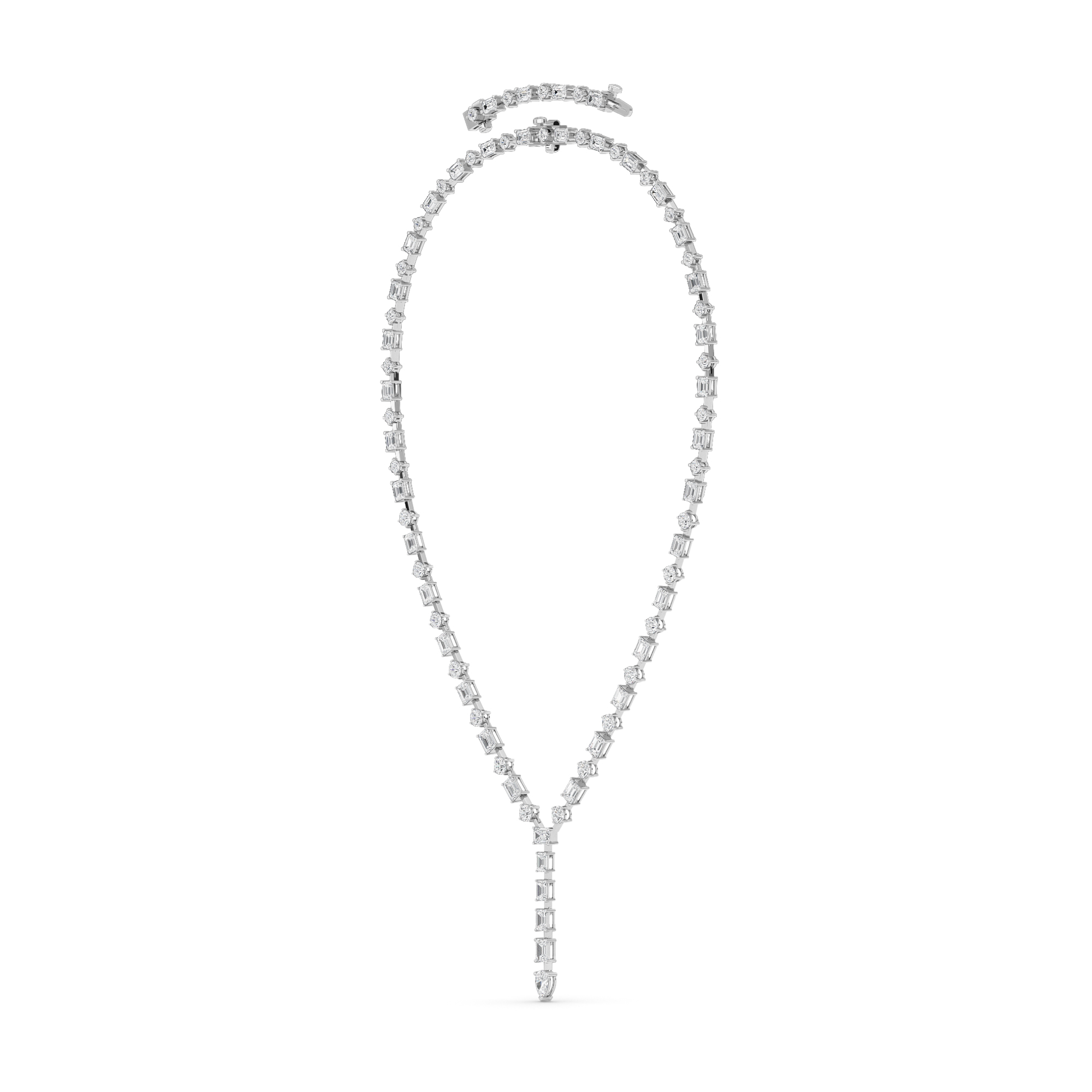 Adjustable Round & Emerald-Cut Lab Diamond Spaced Lariat Necklace (20.00 ct. tw.)