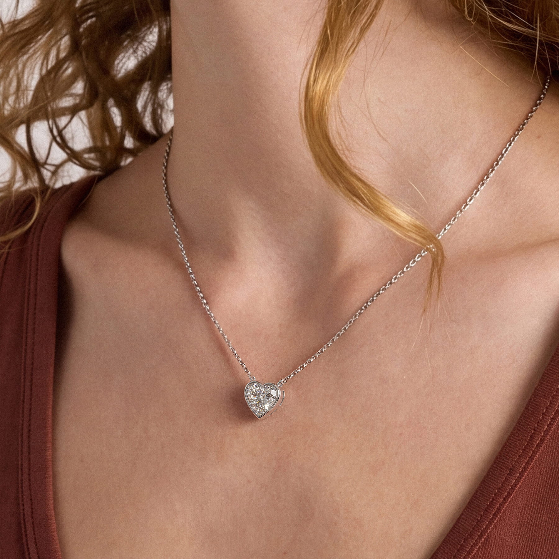 Bezel Heart Lab Diamond Necklace