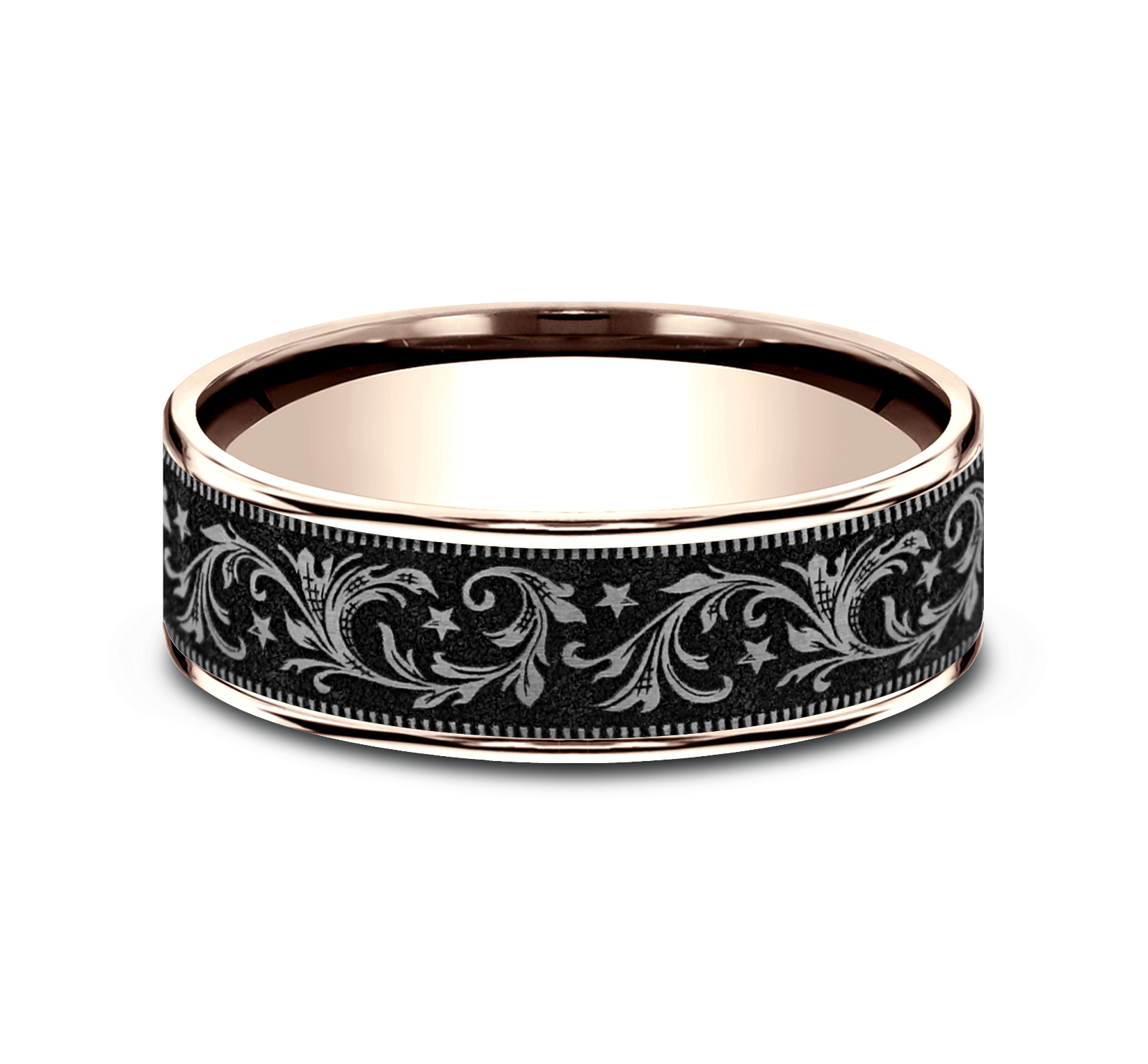 Midnight Star Engraved Comfort-Fit Band (7.5mm)