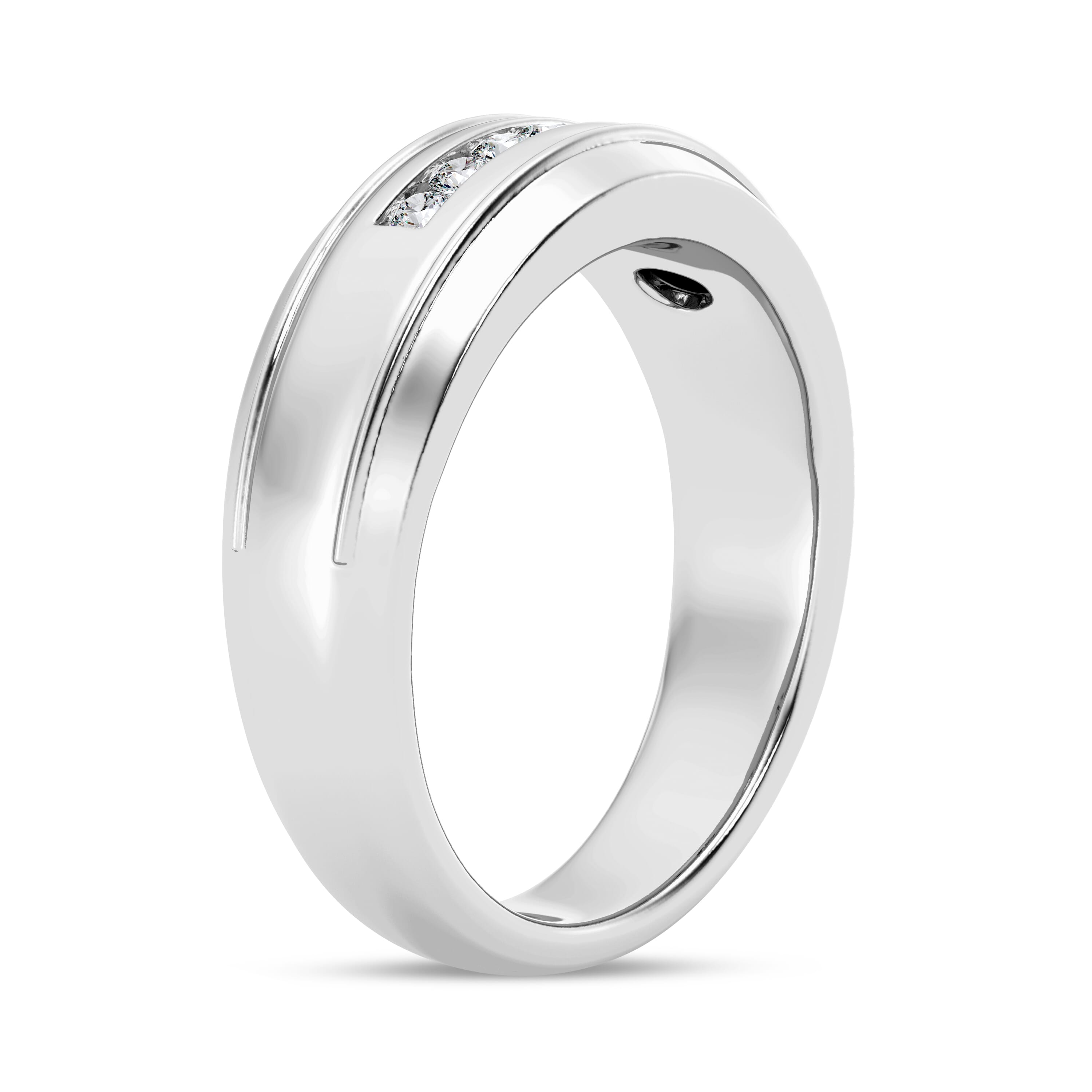 Grooved Channel-Set Diamond Band (7.5mm)