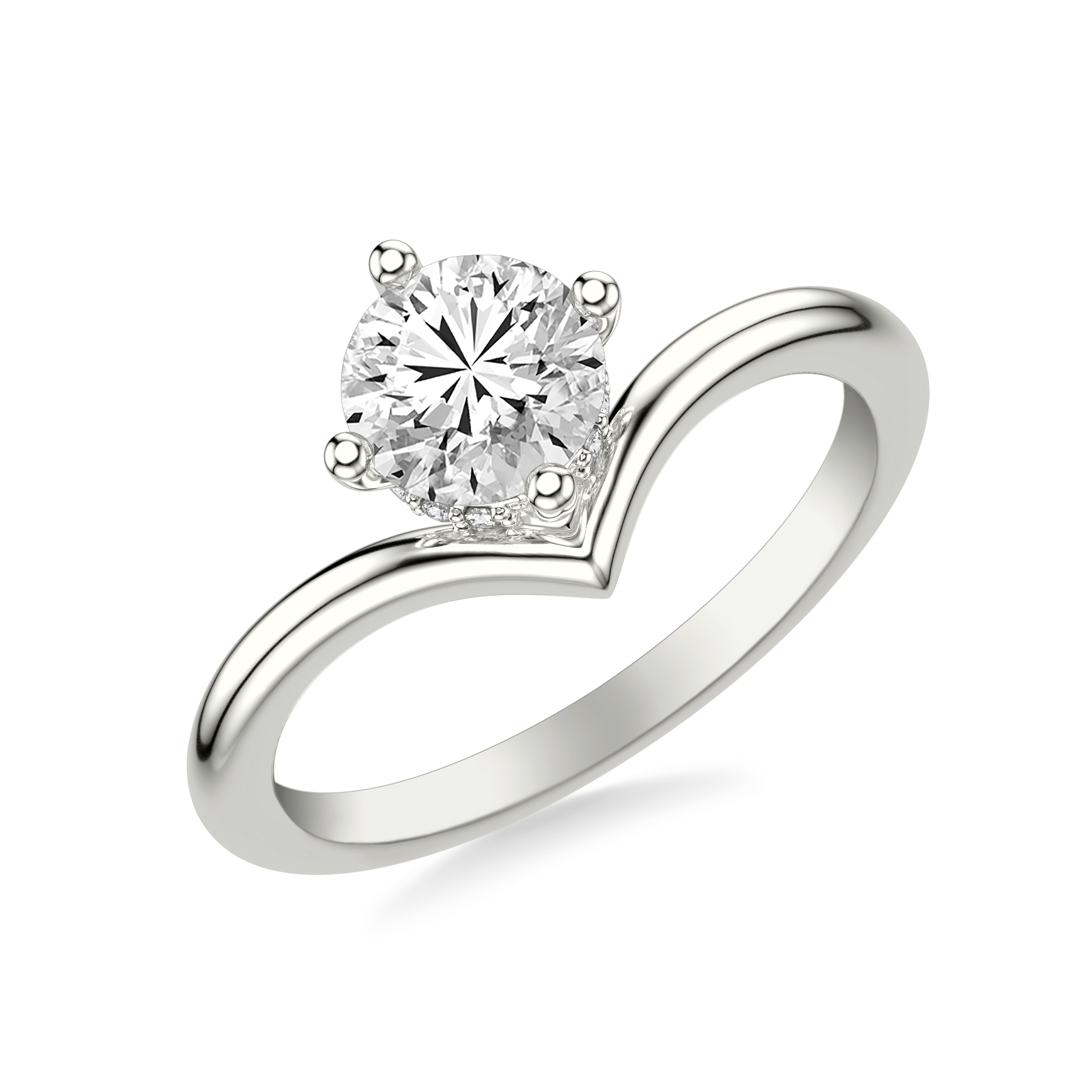 Candace Hidden Halo Chevron Engagement Ring