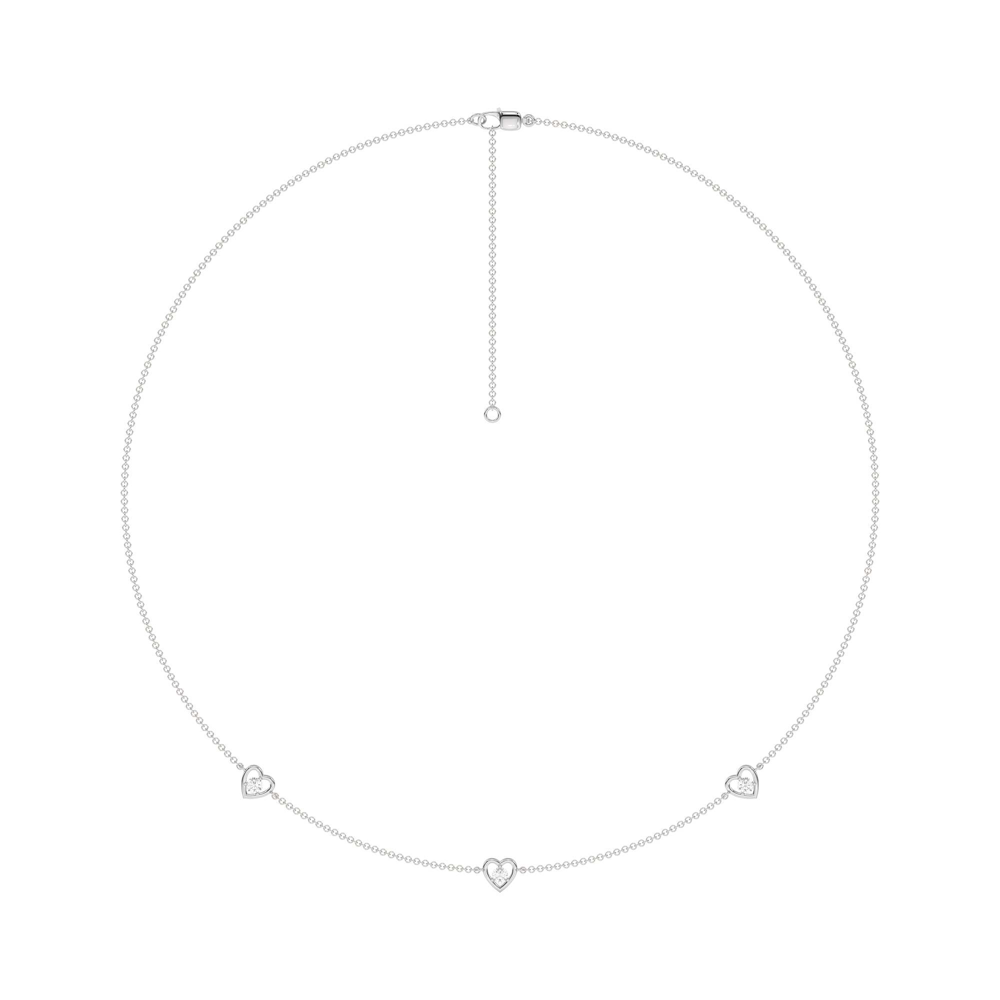 Heart Embrace Lab Diamond Three-Station Necklace