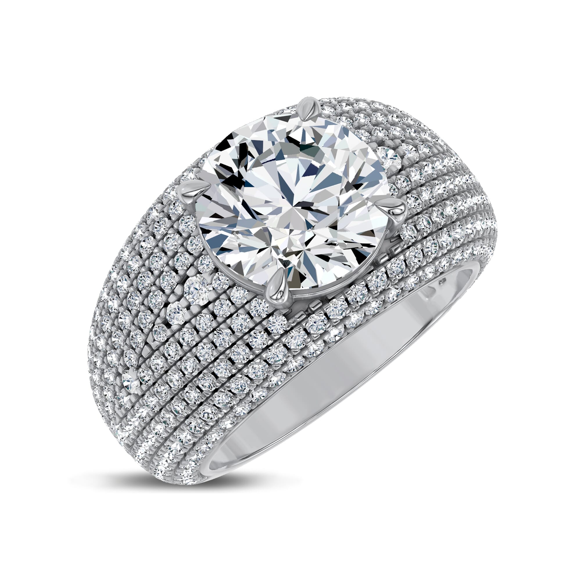 Grand Pave Dome Lab Diamond Engagement Ring