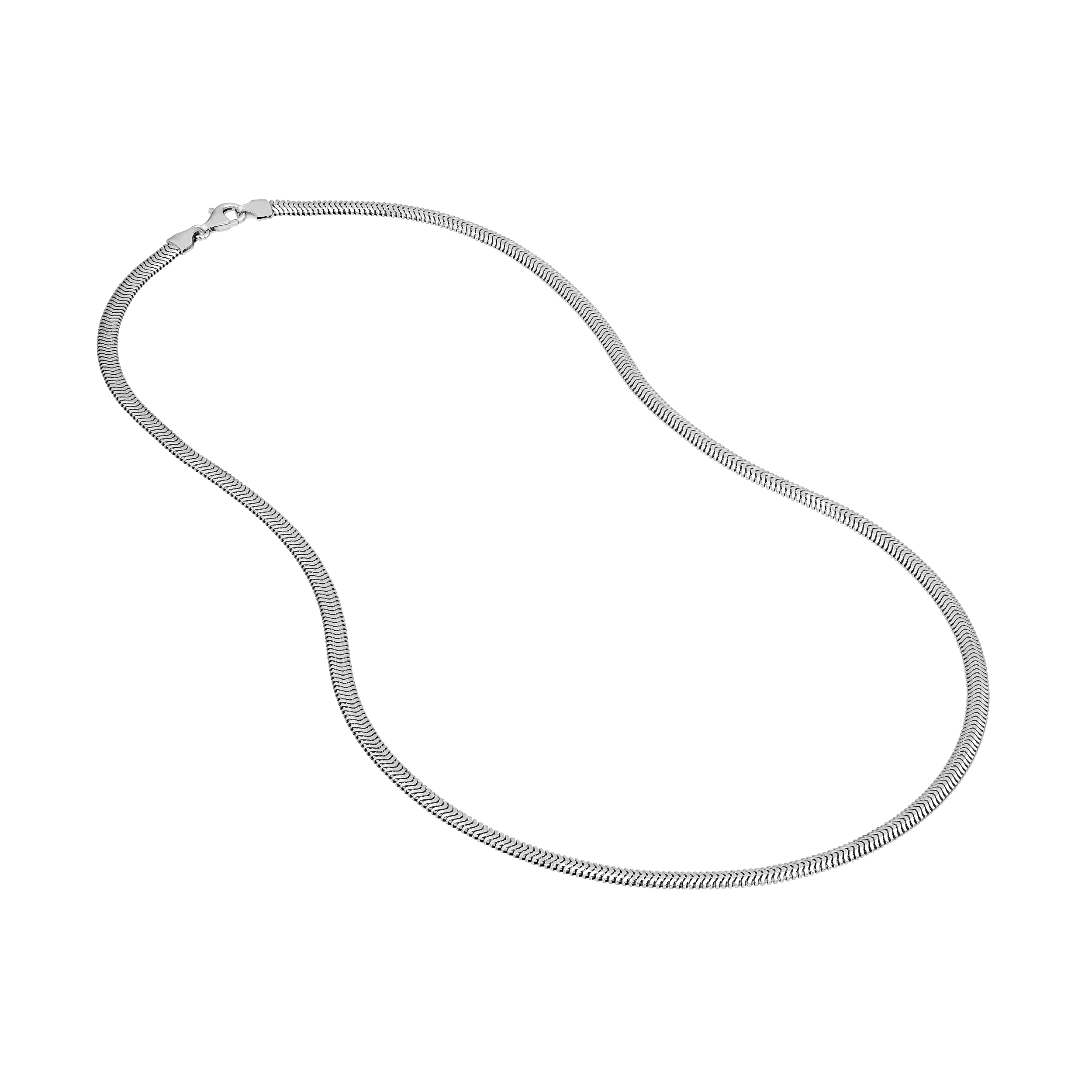 Flat Oval Snake Silver Necklace (3.4mm)