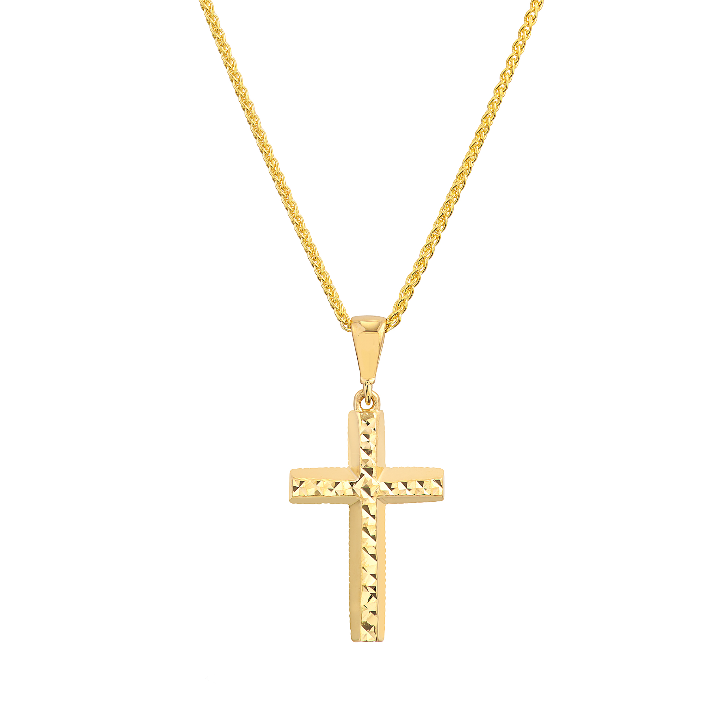 Faceted Cross Gold Necklace