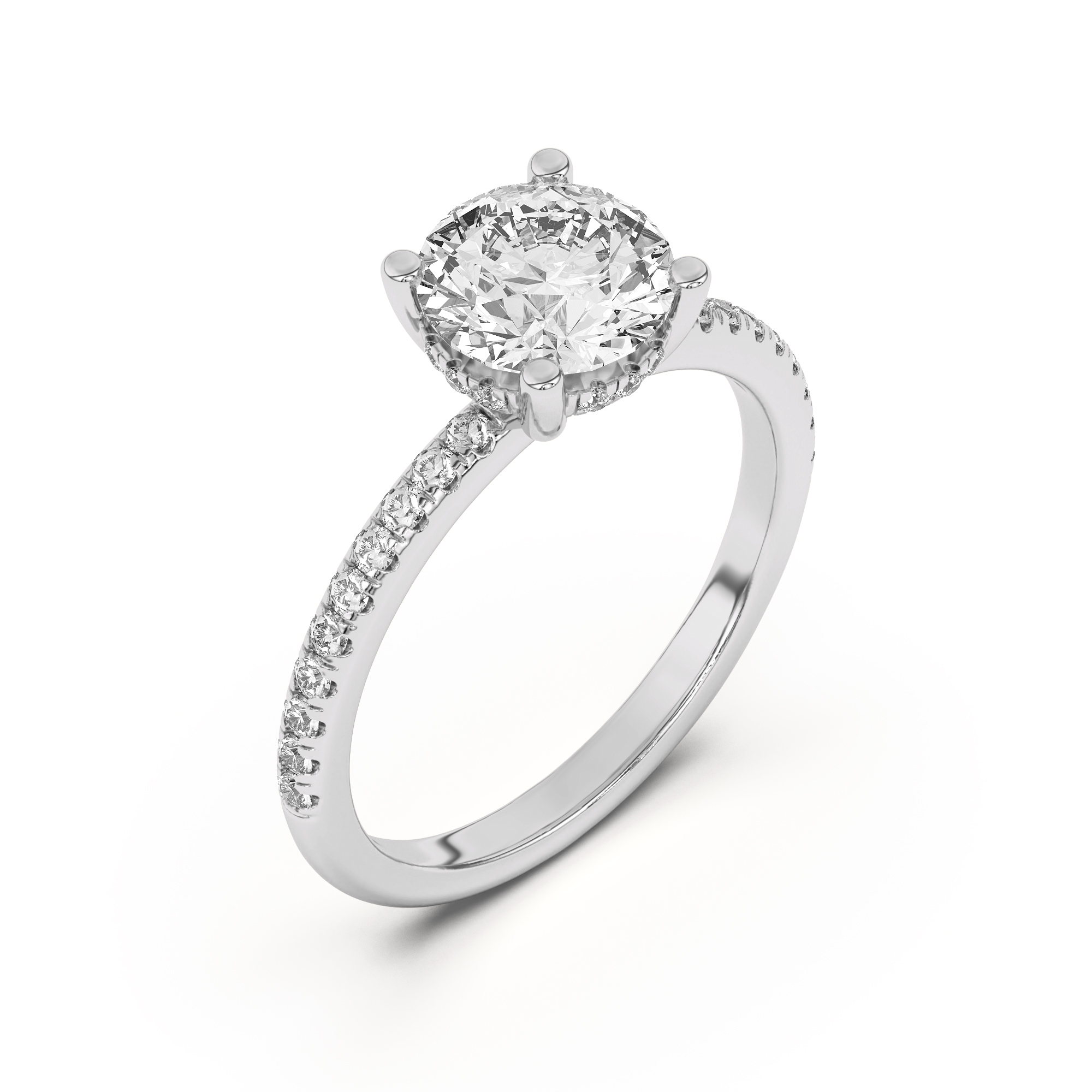 Marie Classic Hidden Halo Pave Engagement Ring