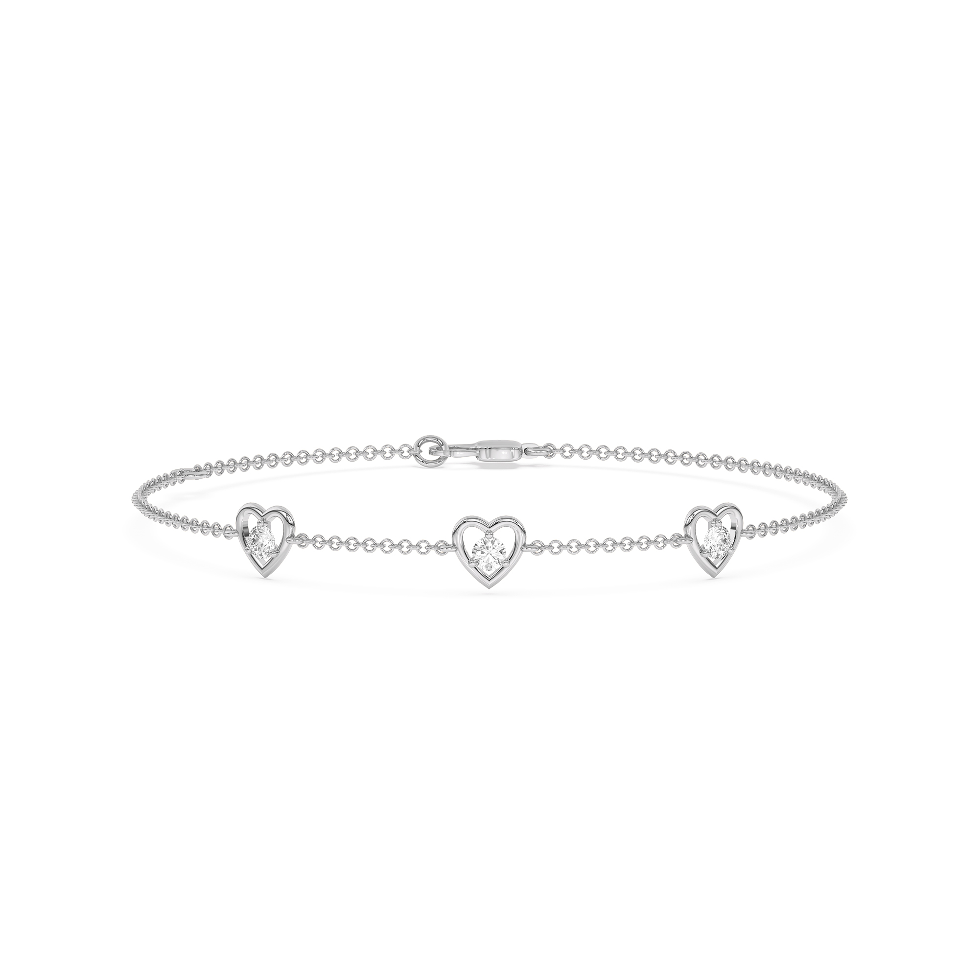 Heart Embrace Diamond Three-Station Bracelet