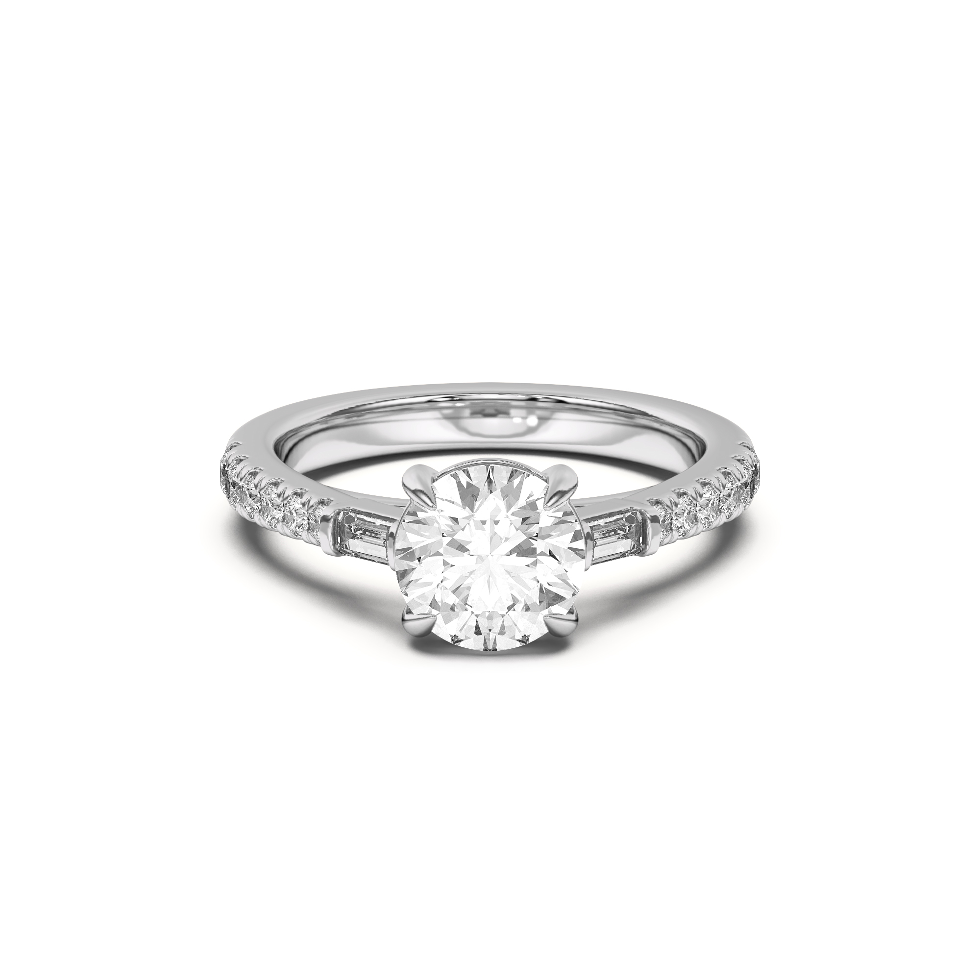 Francesca Round And Baguette Cathedral Engagement Ring