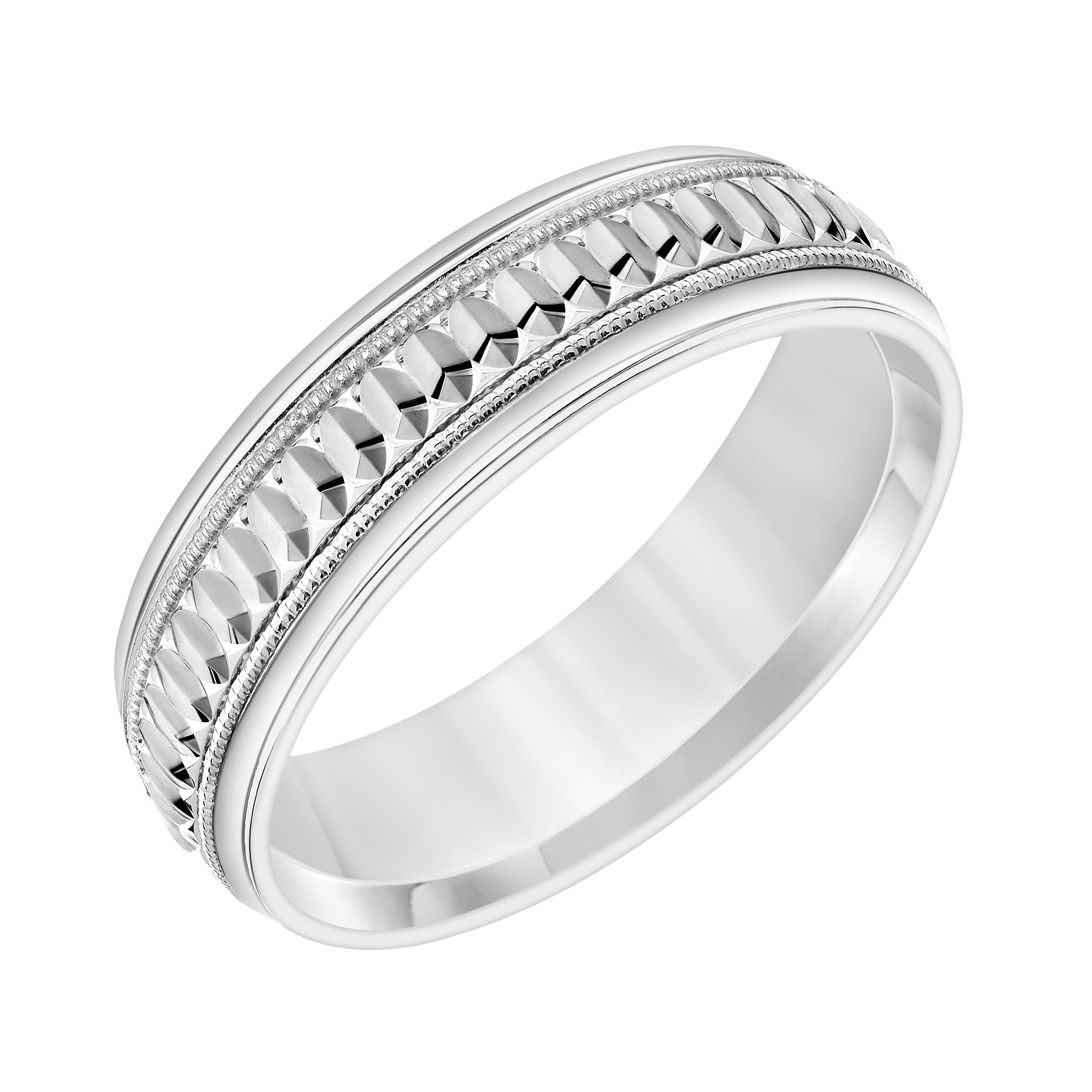 Low Dome Carved Band With Swiss Cut And Milgrain (6.5mm)