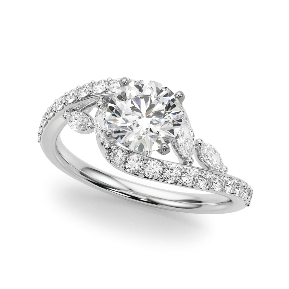 Ametrine Marquise And Round Diamond Bypass Engagement Ring
