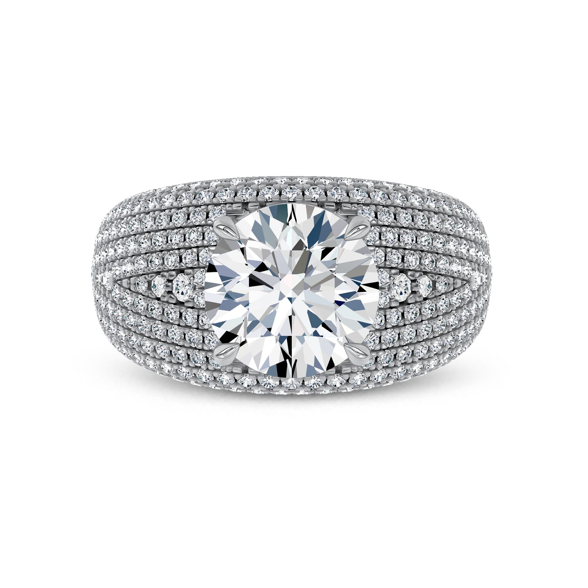 Grand Pave Dome Lab Diamond Engagement Ring