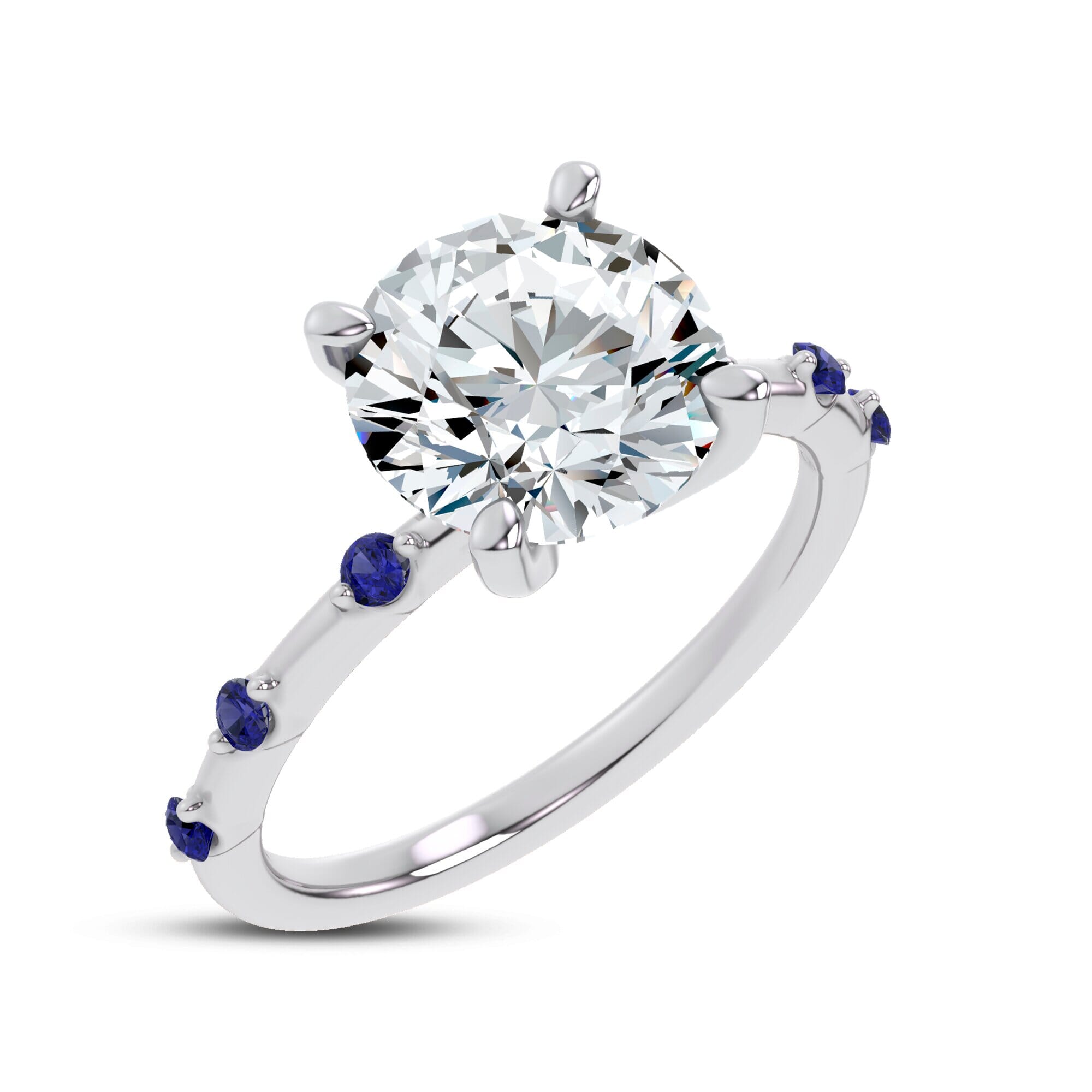 Starlight Spaced Blue Sapphire Engagement Ring