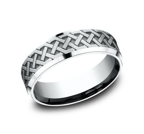 Celtic Love Knot Beveled Edge Comfort Fit Band (7mm)