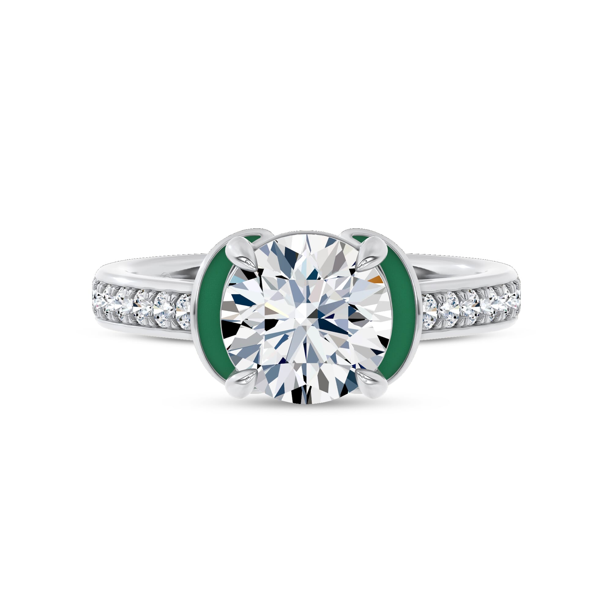 Colvivre Green Ceramic Winged Halo Engagement Ring by Christian Siriano
