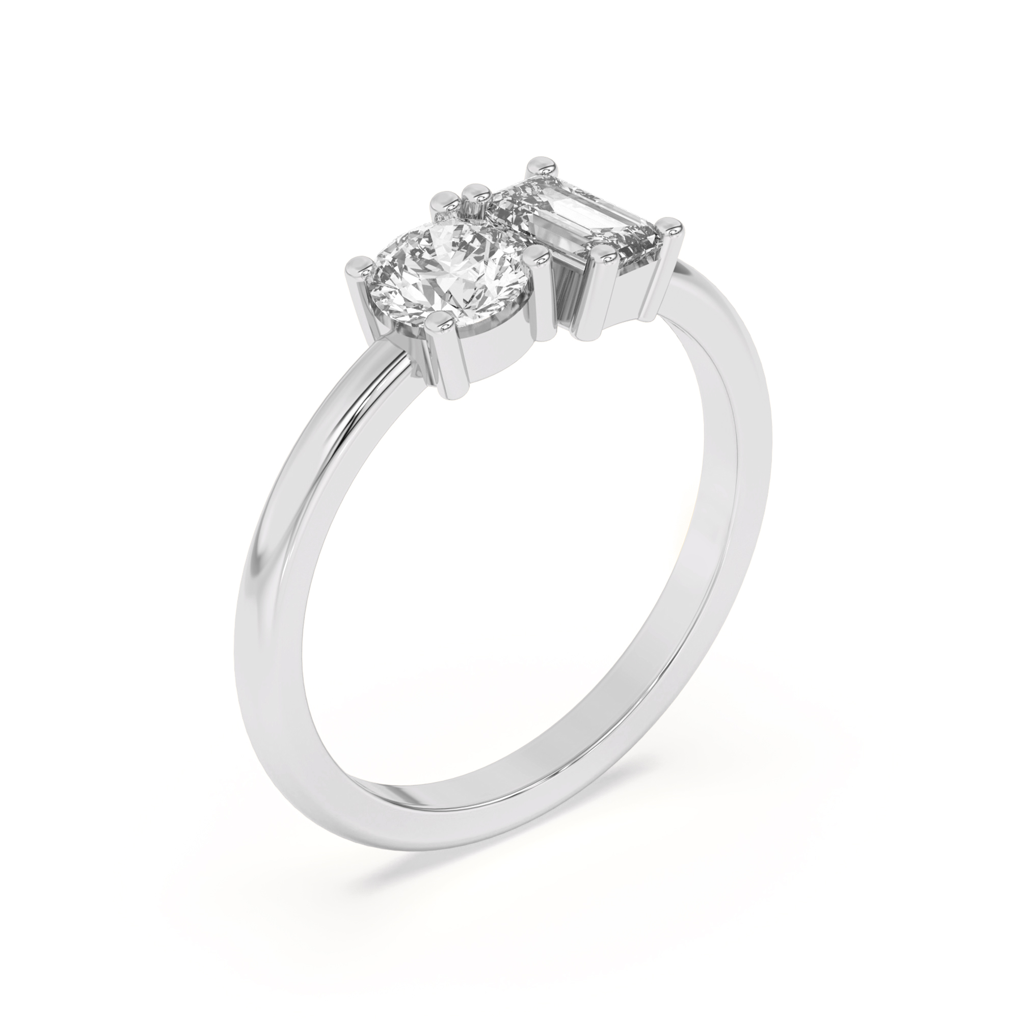 Toi et Moi Round and Emerald Lab Ring (1.00 cttw)