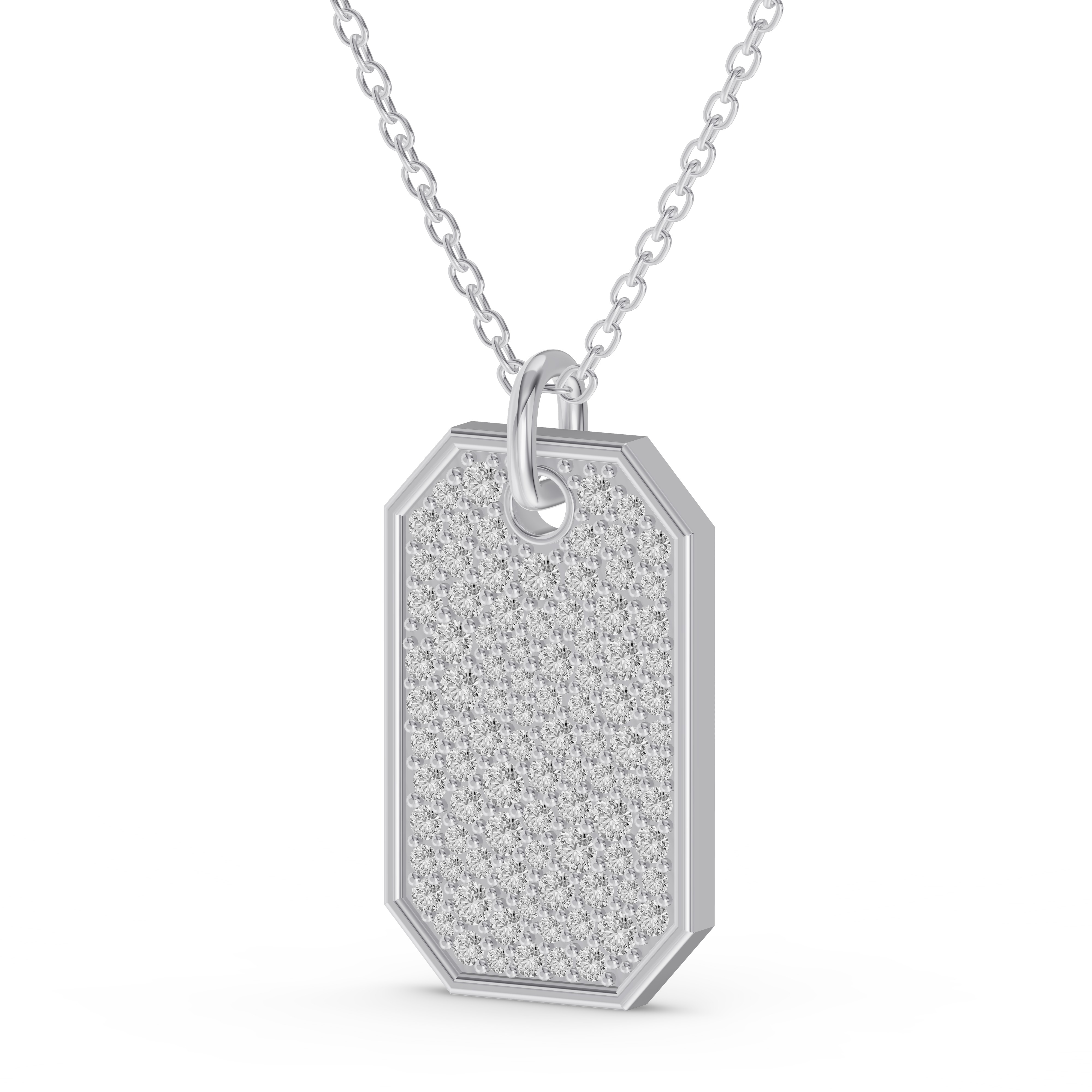 Signature Pave Diamond Dog Tag Necklace