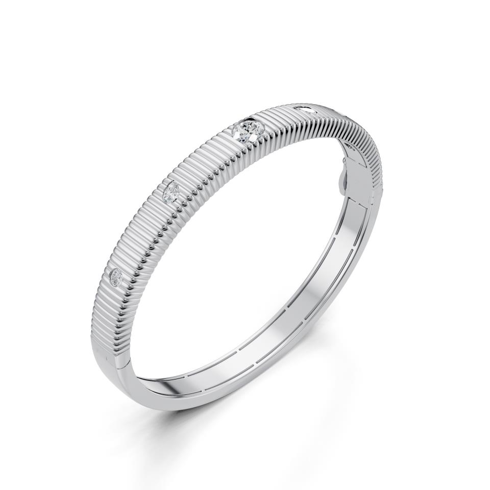 Fluted Diamond Bangle Bracelet