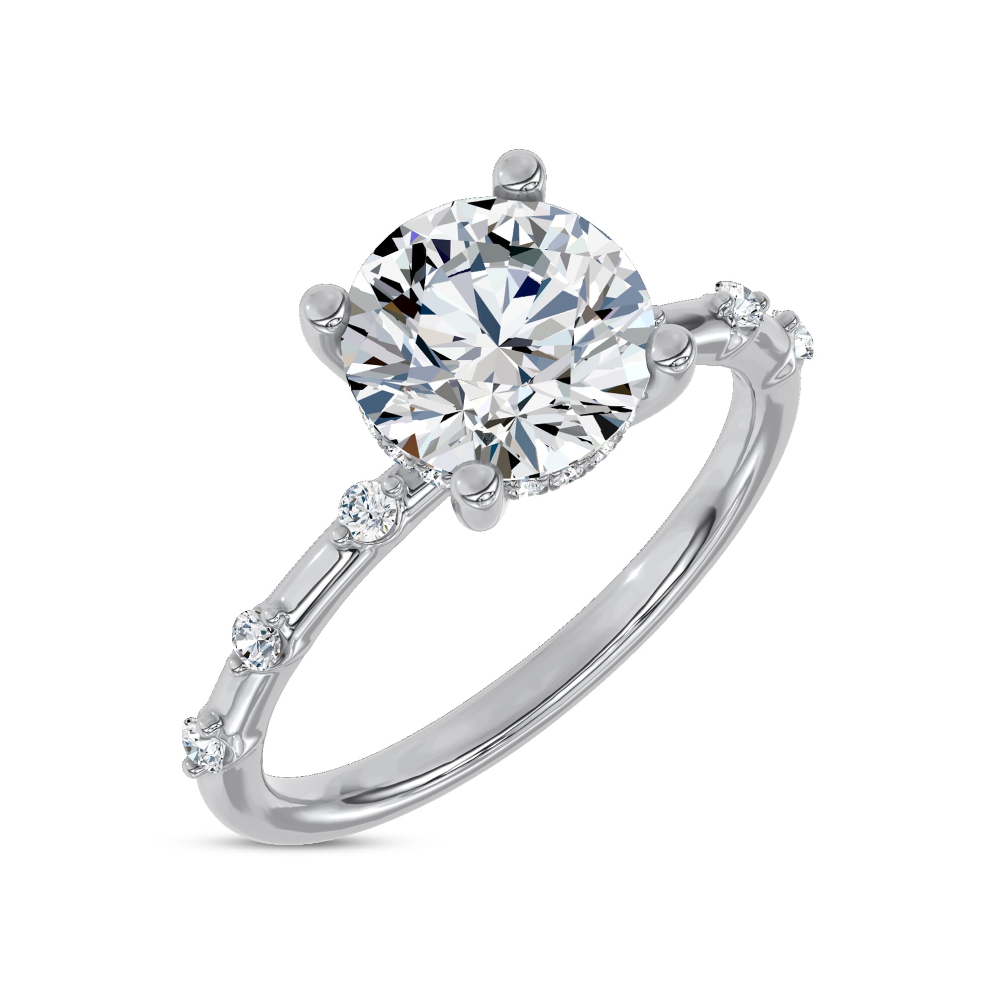 Starlight Spaced Hidden Halo Engagement Ring