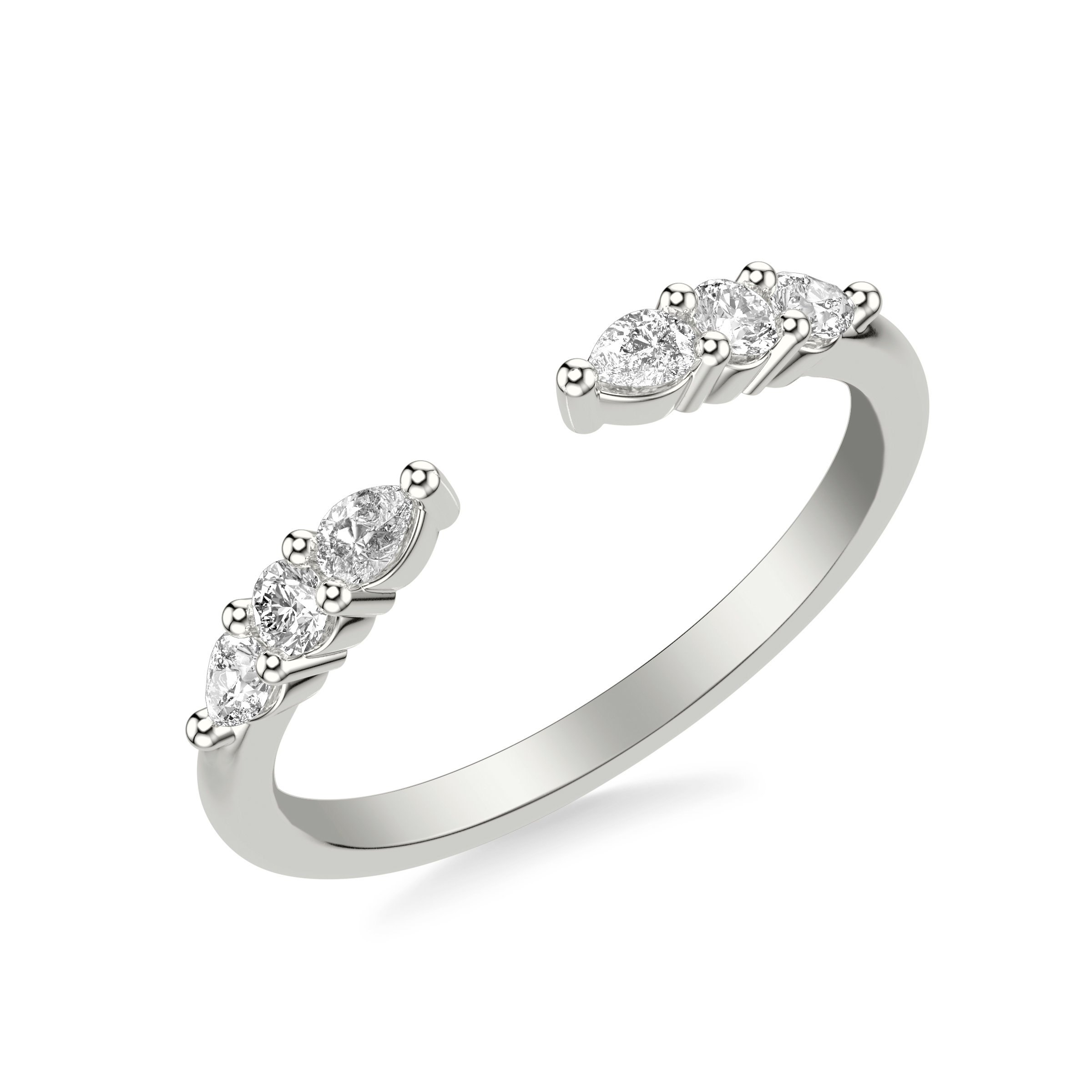 Zora Alternating Pear and Round Diamond Open Band