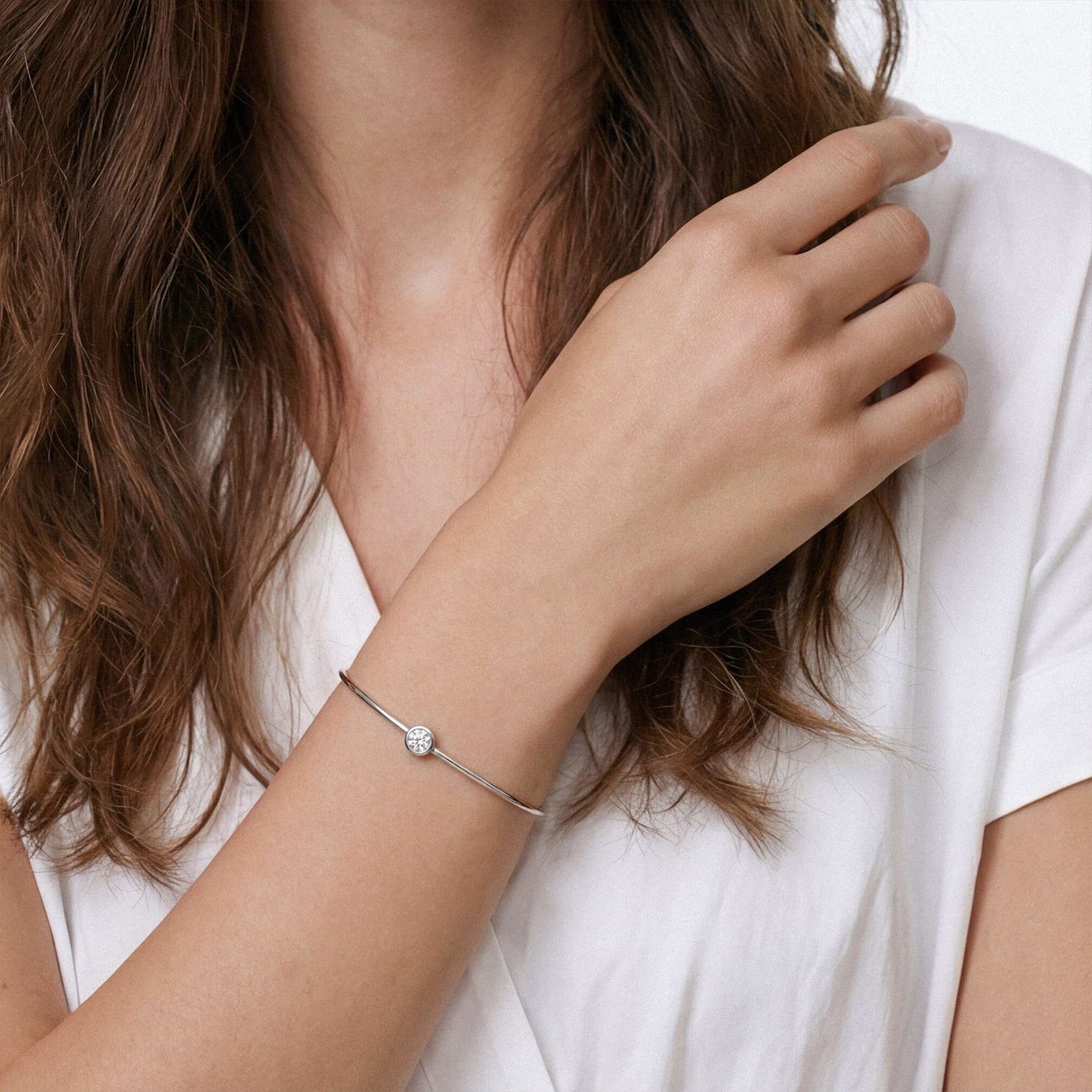 Solitaire Diamond Bezel Set Bangle