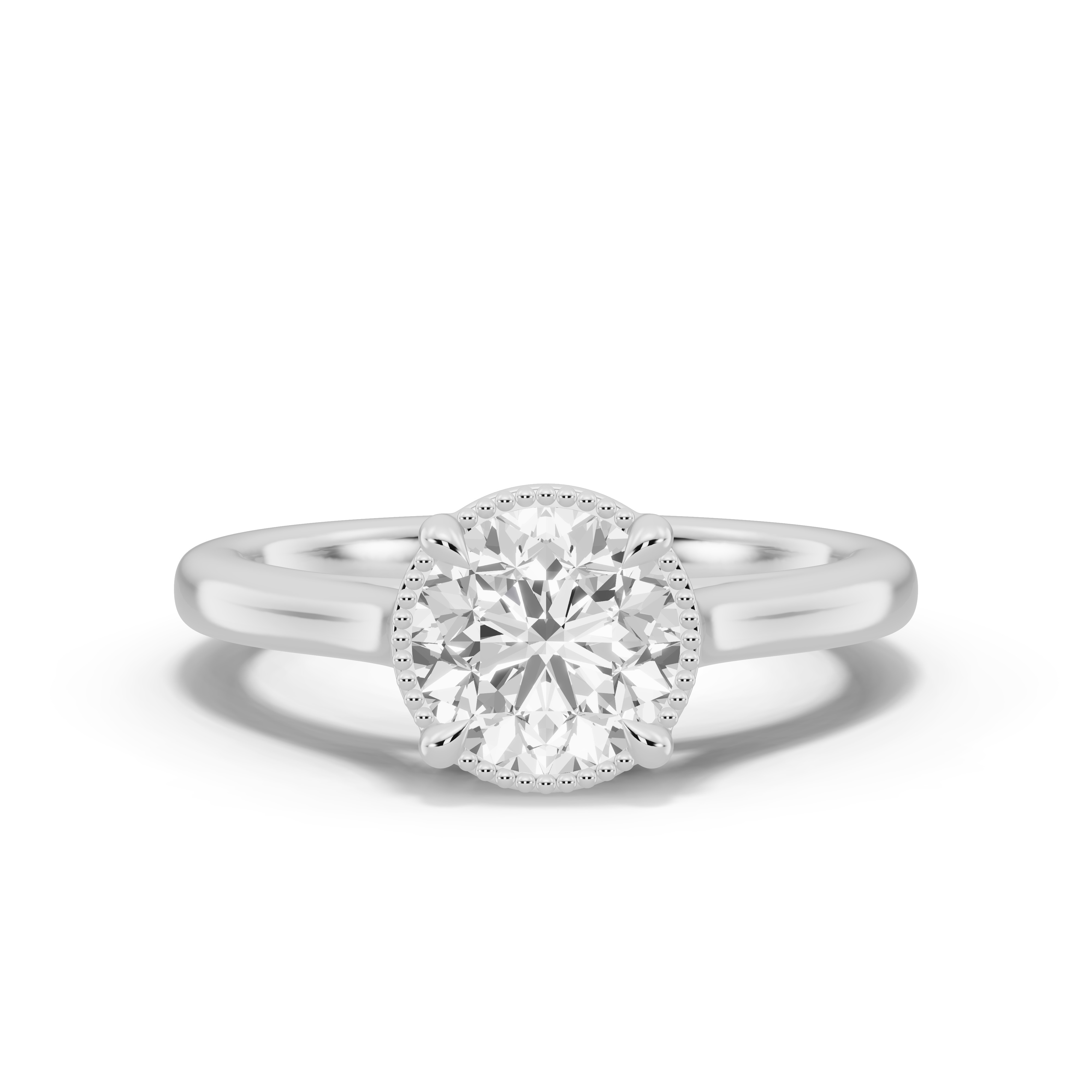 Lenora Milgrain Halo Cathedral Solitaire Engagement Ring