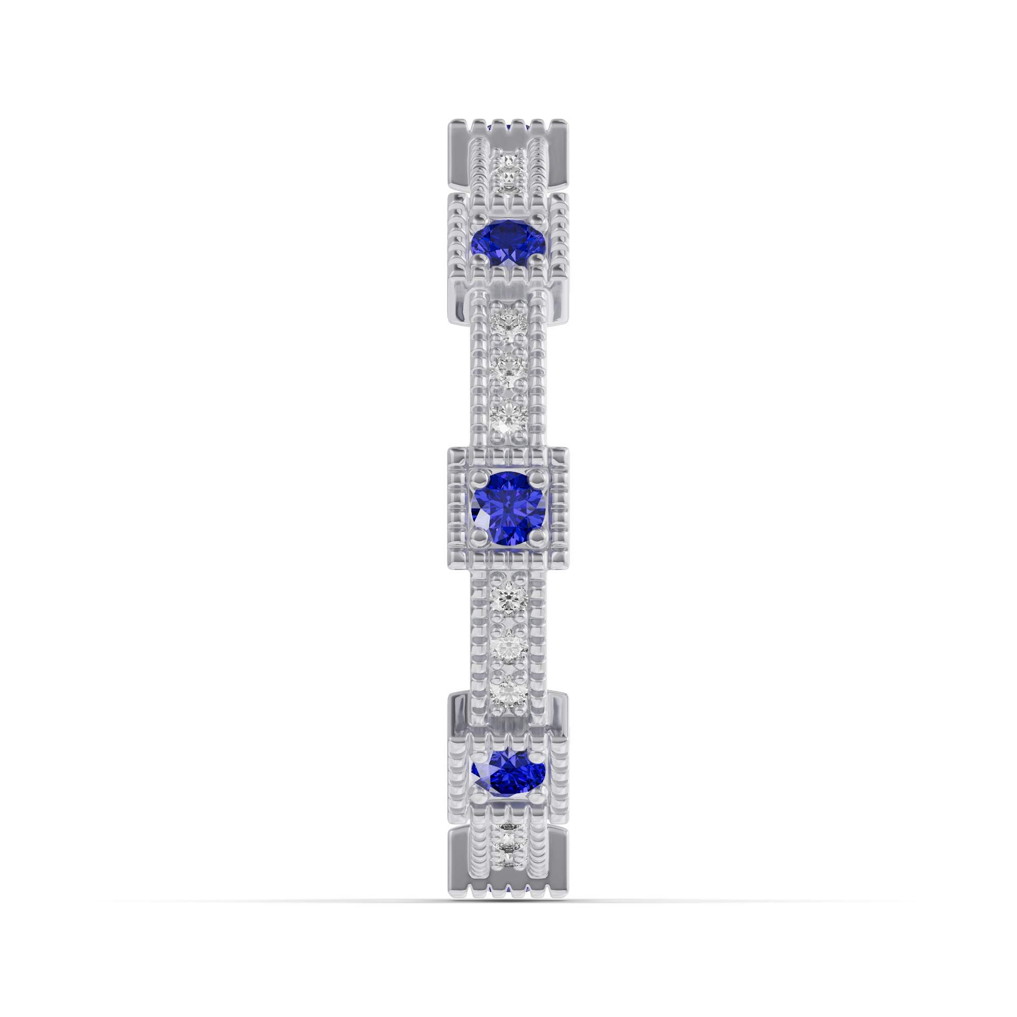 Sapphire and Diamond Milgrain Eternity Band