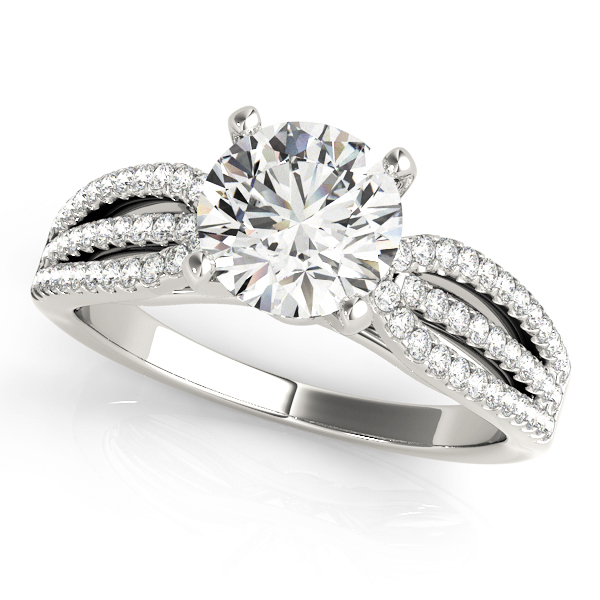Peony 3 Row Pave Diamond Engagement Ring