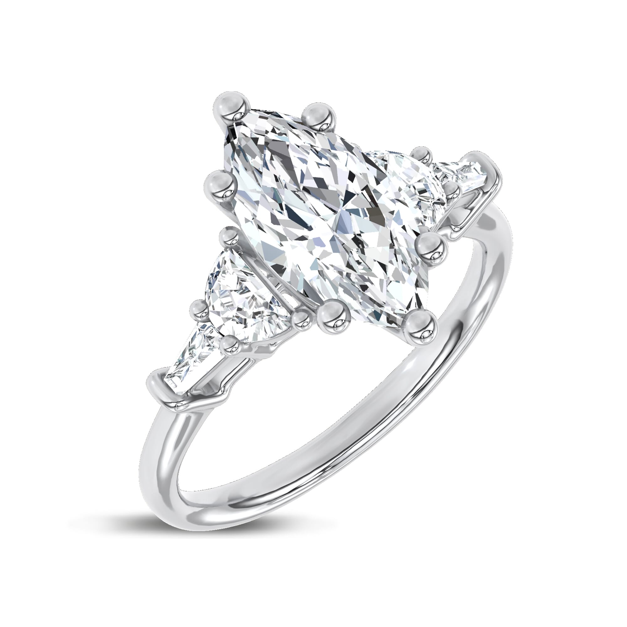Lunare Half-Moon Lab Engagement Ring