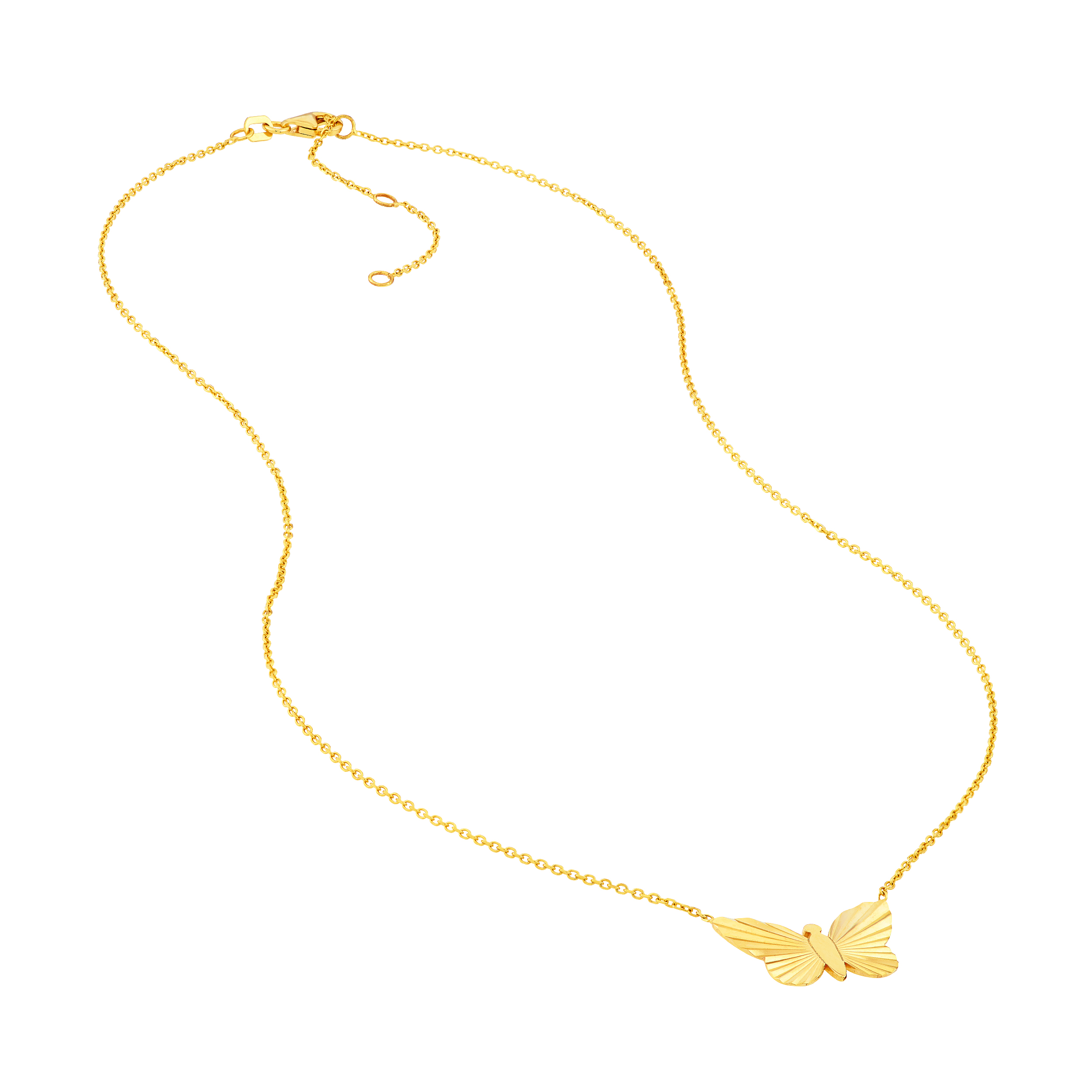 Fluted Butterfly Gold Necklace