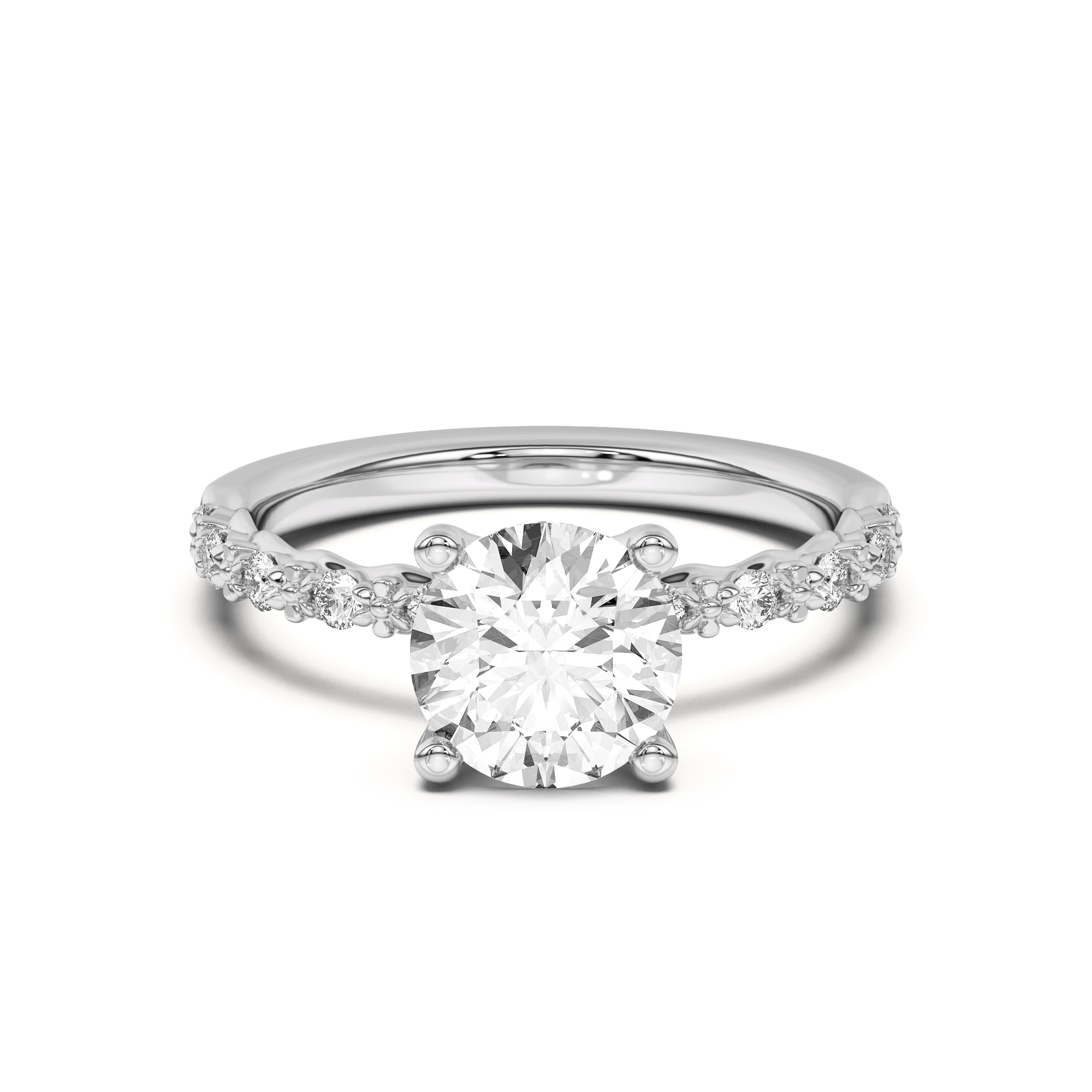 Blooming Petal Pave Engagement Ring